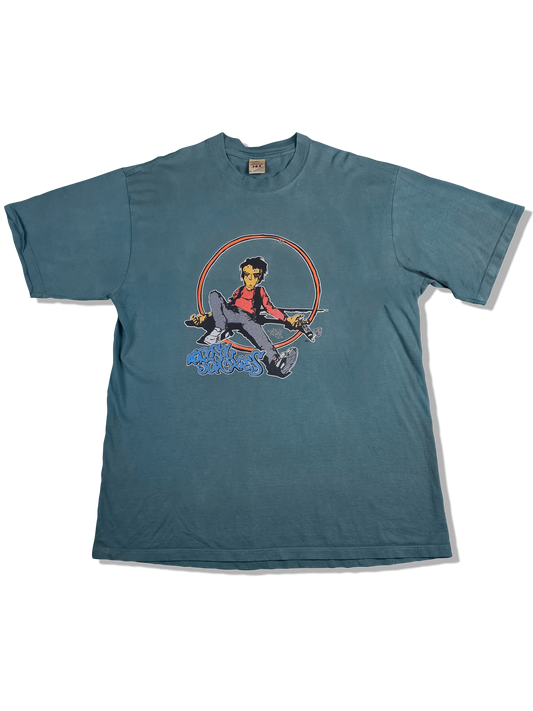 Rare! Vintage Jerzees Shirt Aerosol Junkies Twentyone Made In Scotland Blau Grün XL