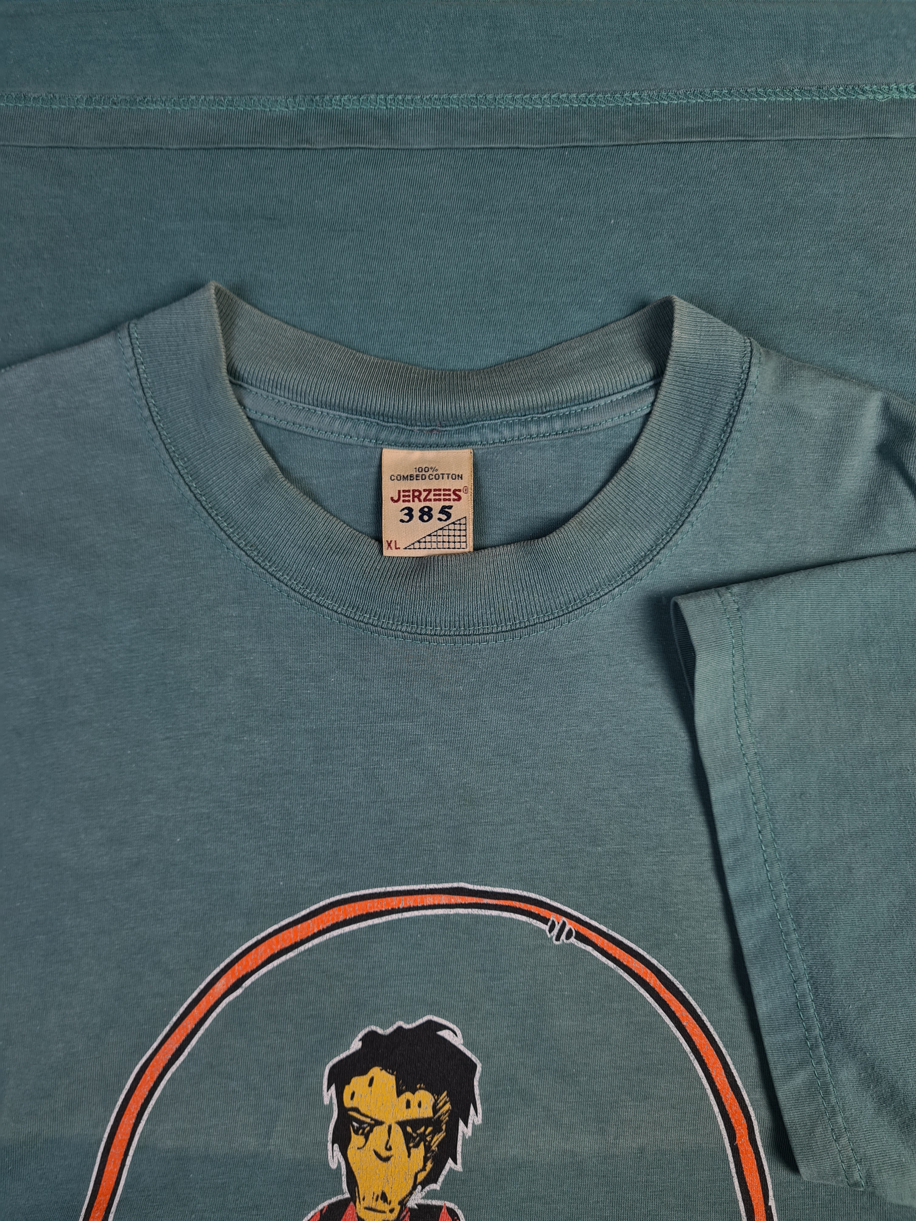 Rare! Vintage Jerzees Shirt Aerosol Junkies Twentyone Made In Scotland Blau Grün XL - RareRags