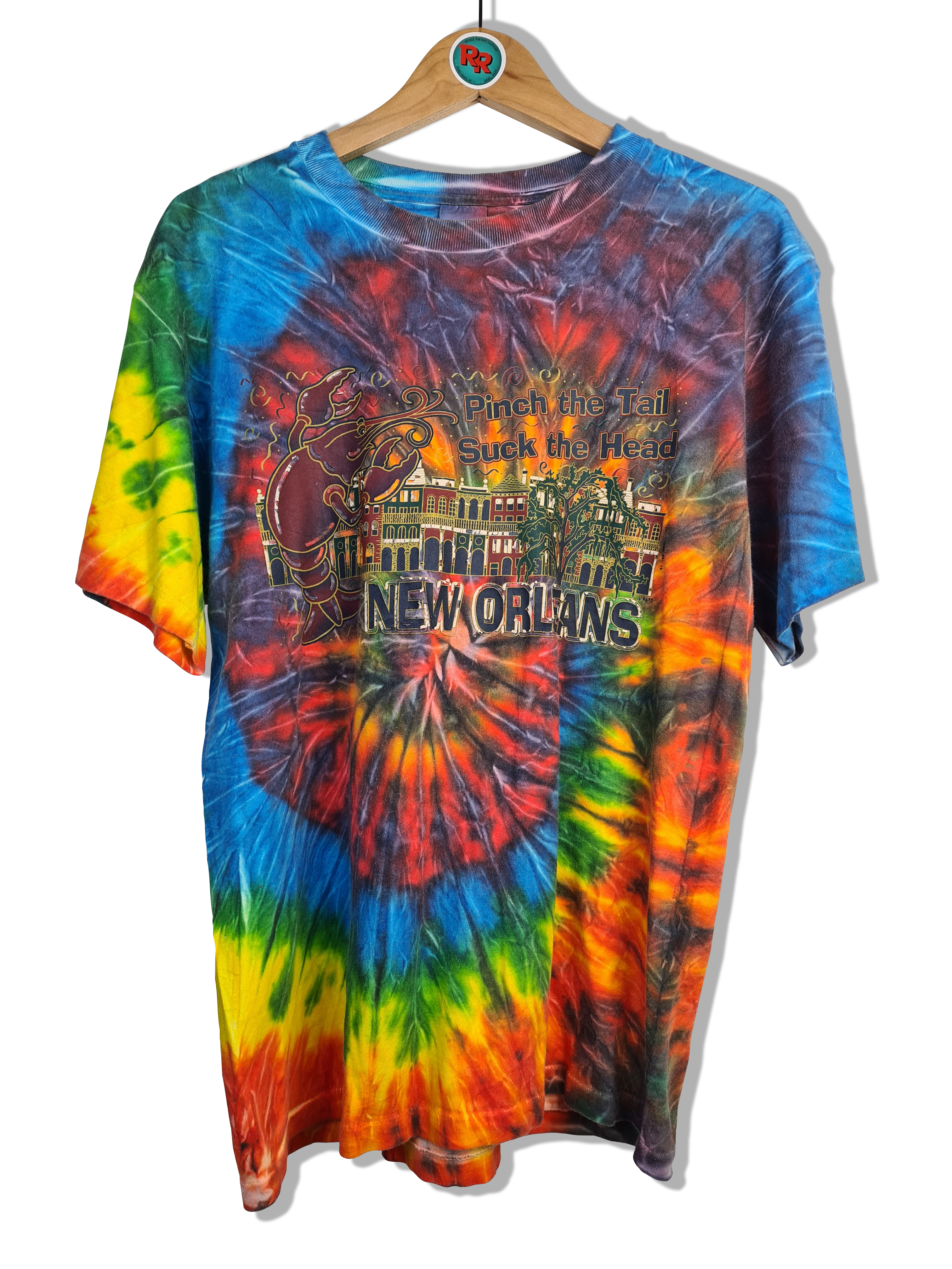 Vintage Anvil Shirt Batik Promo New Orleans Single Stitched Bunt M - RareRags