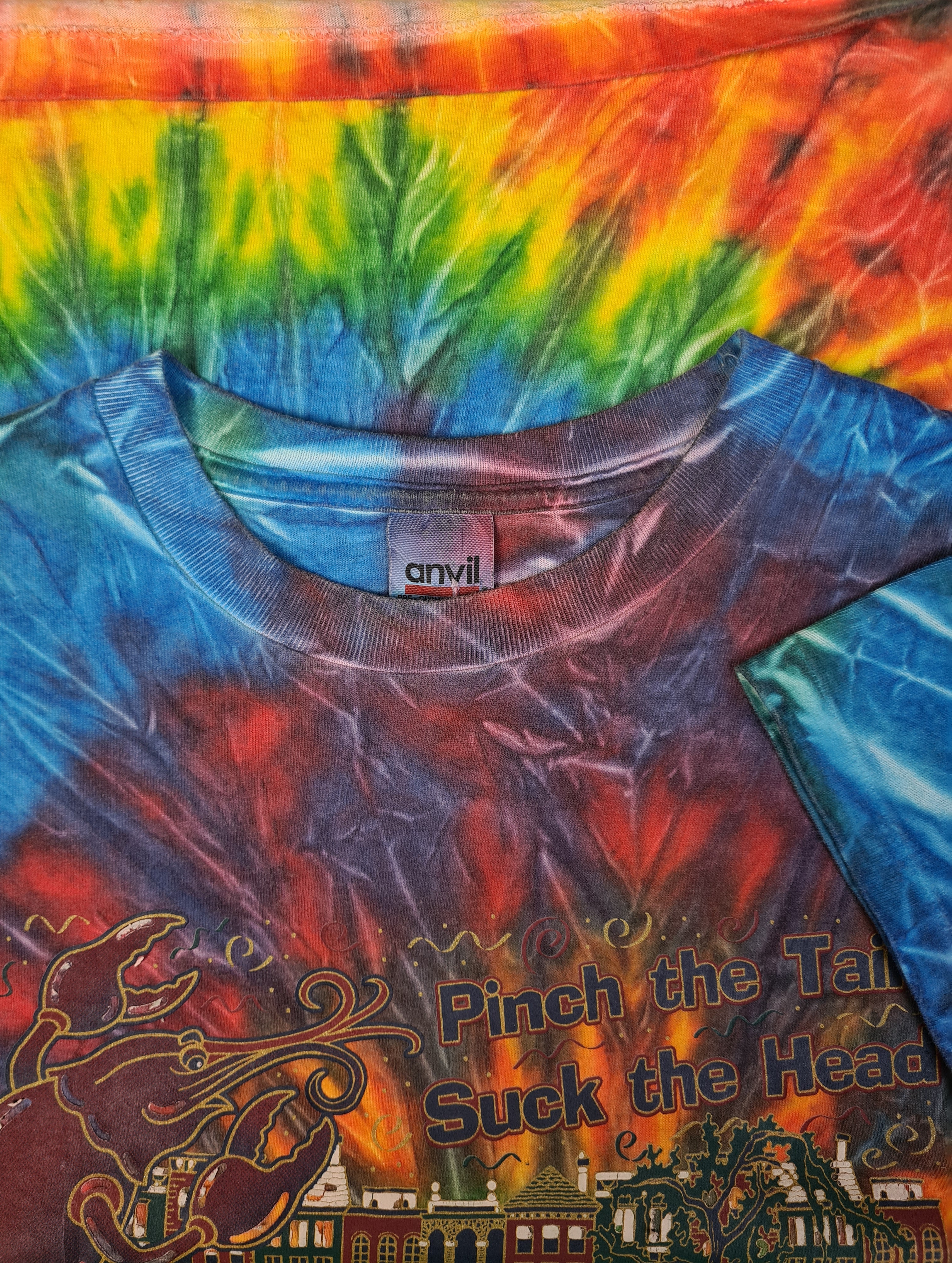 Vintage Anvil Shirt Batik Promo New Orleans Single Stitched Bunt M - RareRags