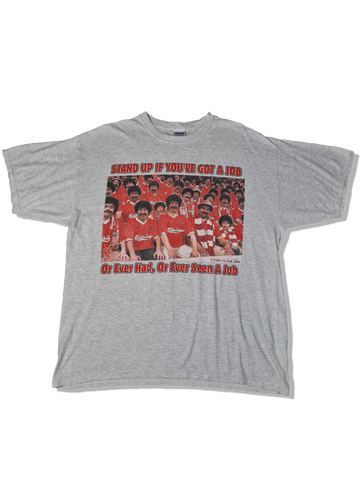 Vintage Gildan Shirt 2000 "We 8 Scousers, Stand Up If You Have A Job..." Grau XL