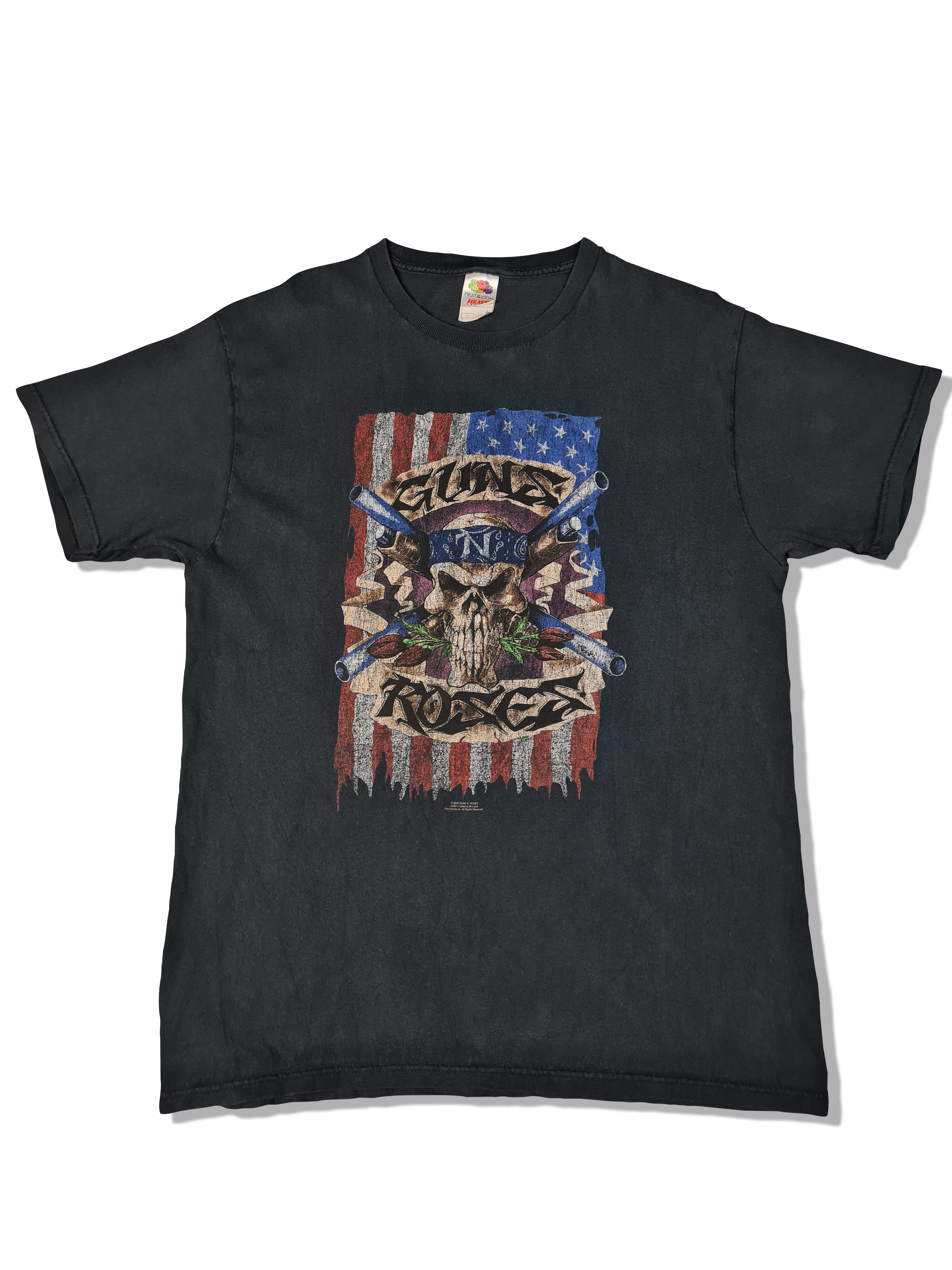 Fruit Of The Loom Shirt Guns n' Roses Bedruckt Ausgewaschen Schwarz L - RareRags