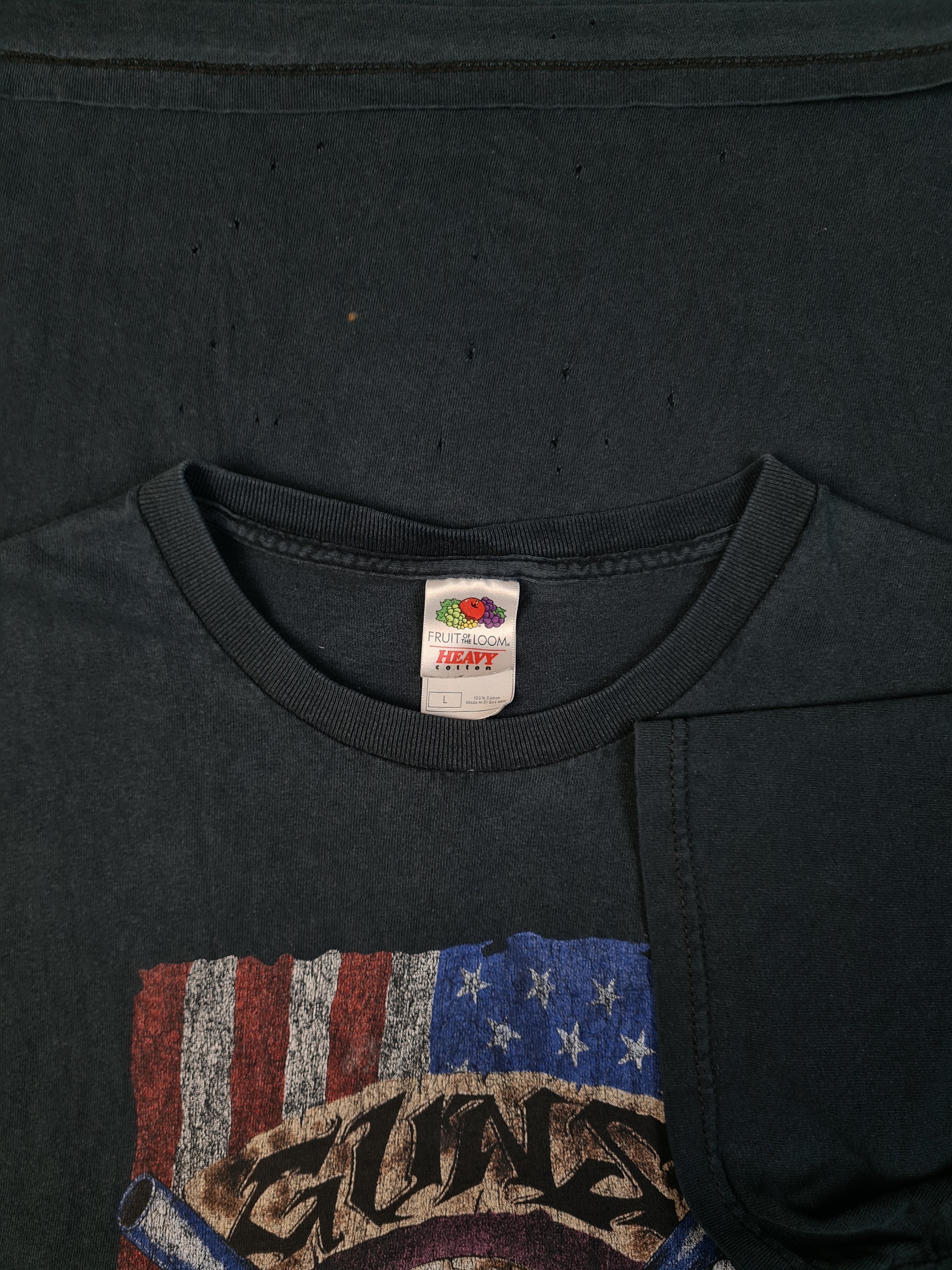 Fruit Of The Loom Shirt Guns n' Roses Bedruckt Ausgewaschen Schwarz L - RareRags
