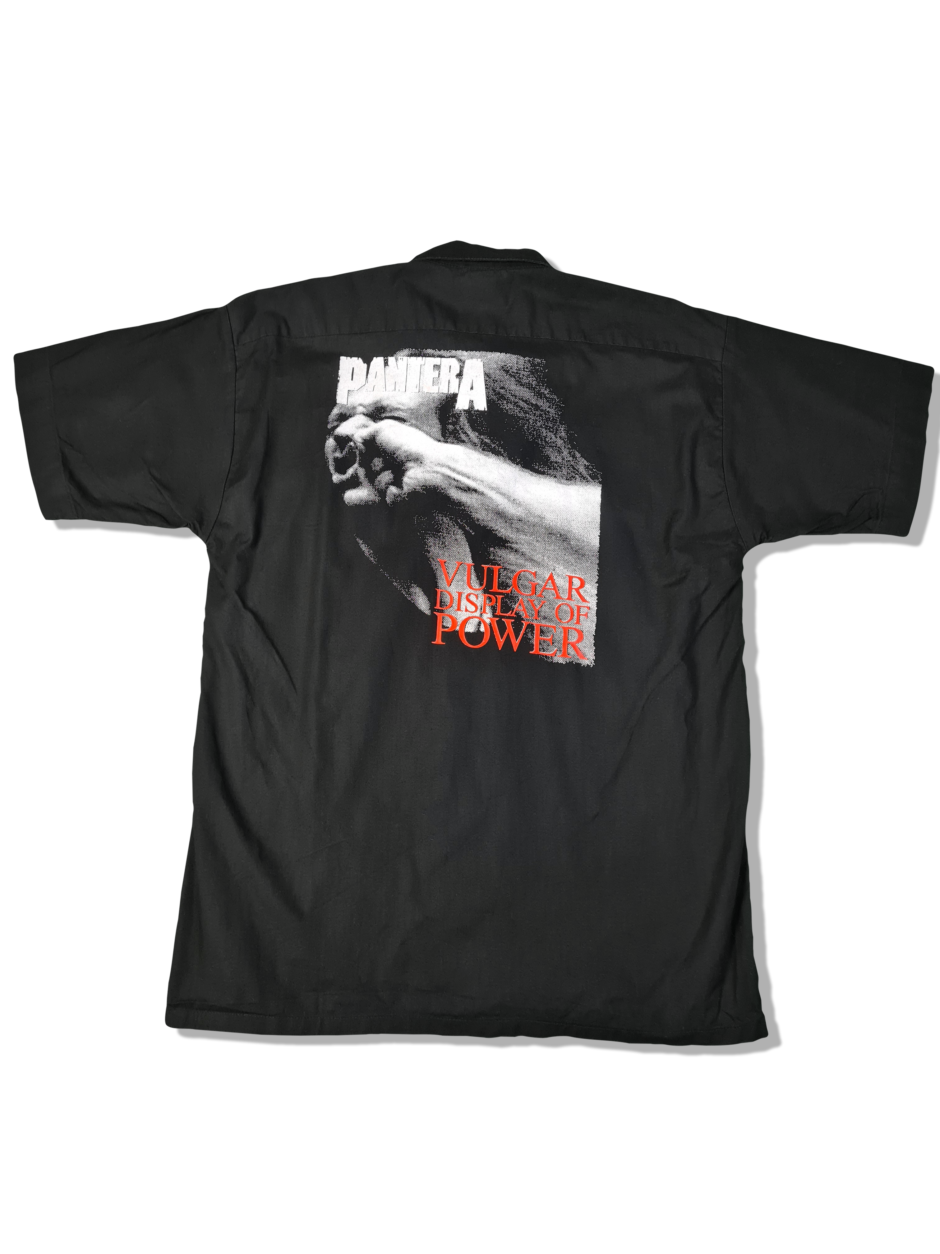 Vintage Pantera Hemd Kurzarm "Vulgar Display Of Power"  1992 Backprint Schwarz L - RareRags