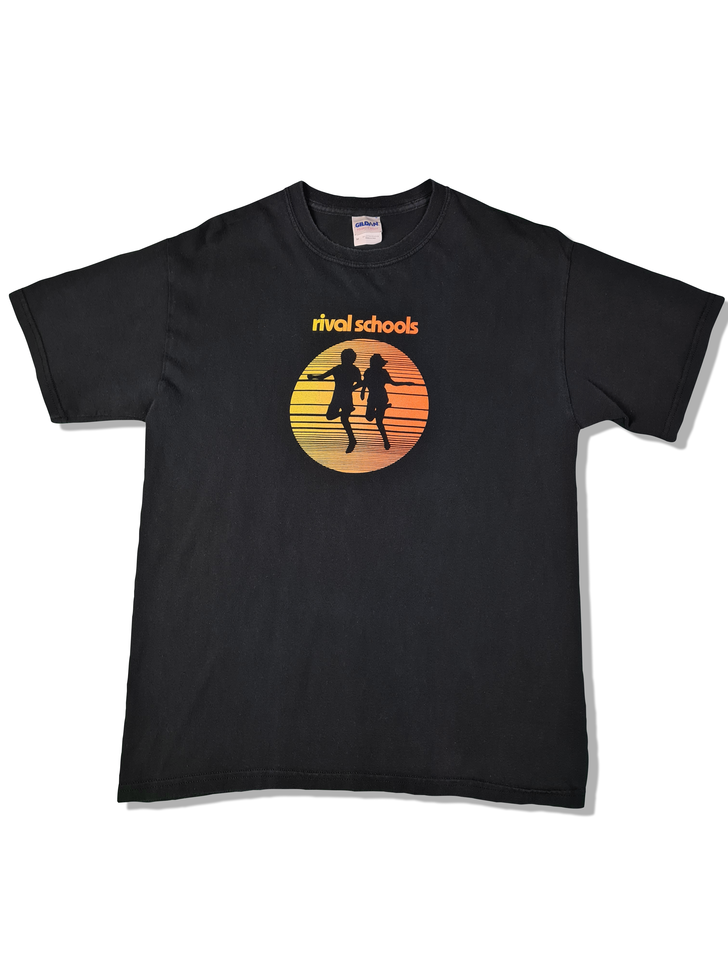 Modernes Gildan Shirt Rival Schools Logo Bedruckt Schwarz M - RareRags