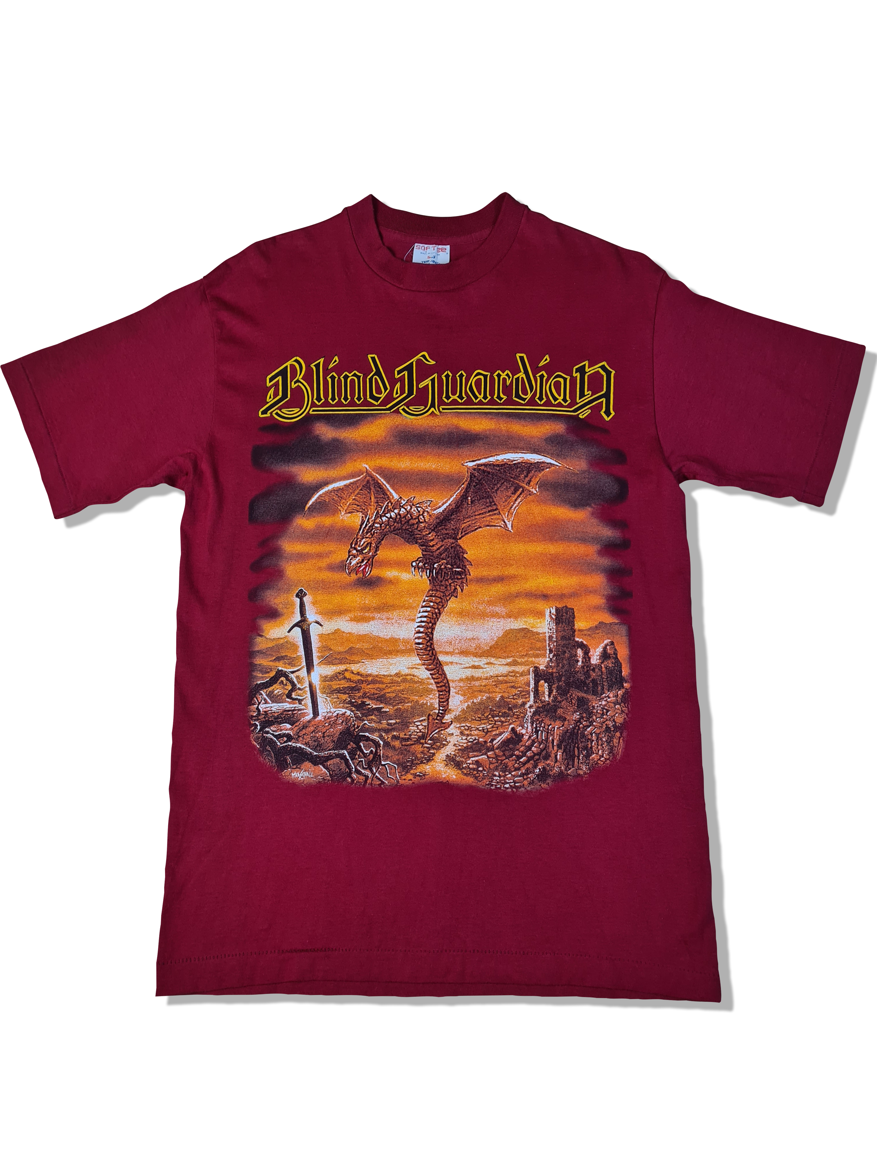 Vintage Tee Jays Shirt Blind Guardian Tour Germany Single Stitched Made In USA Rot L - RareRags
