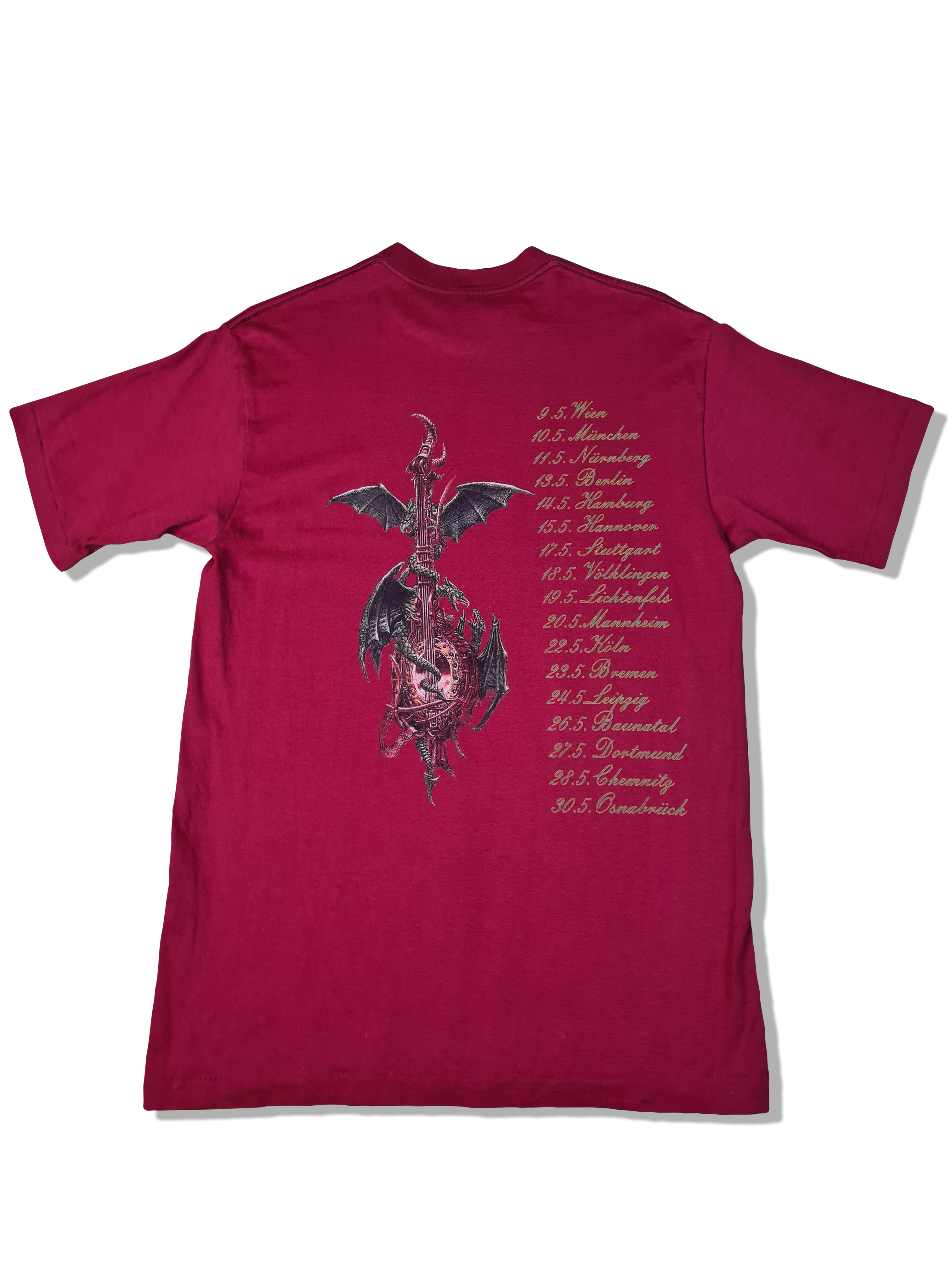 Vintage Tee Jays Shirt Blind Guardian Tour Germany Single Stitched Made In USA Rot L - RareRags