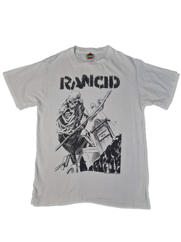 Vintage Fruit Of The Loom Shirt Rancid Bedruckt Weiß S