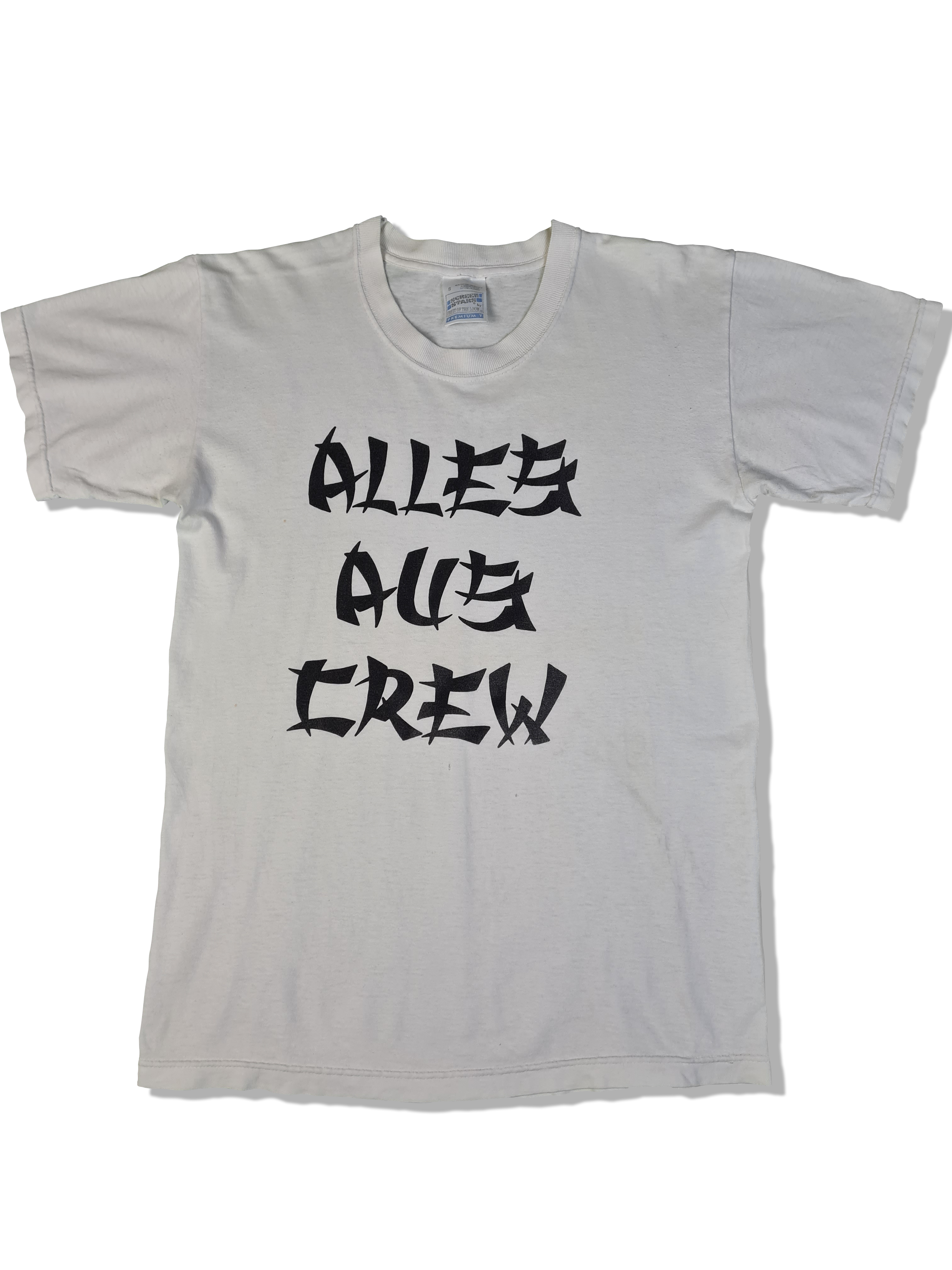 Vintage Screen Stars Shirt Alles Aus Crew Funny Print Weiß S - RareRags