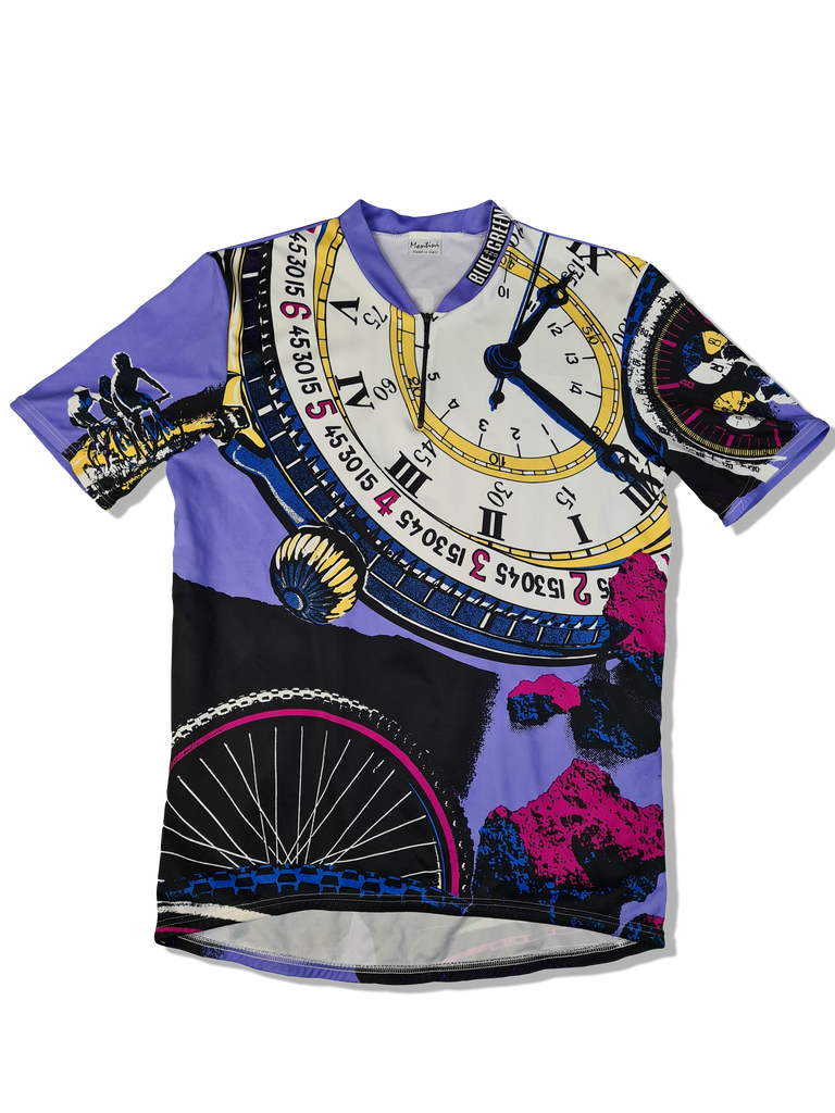 Vintage Parentini Radtrikot Blue And Green Stoppuhr Made In Italy