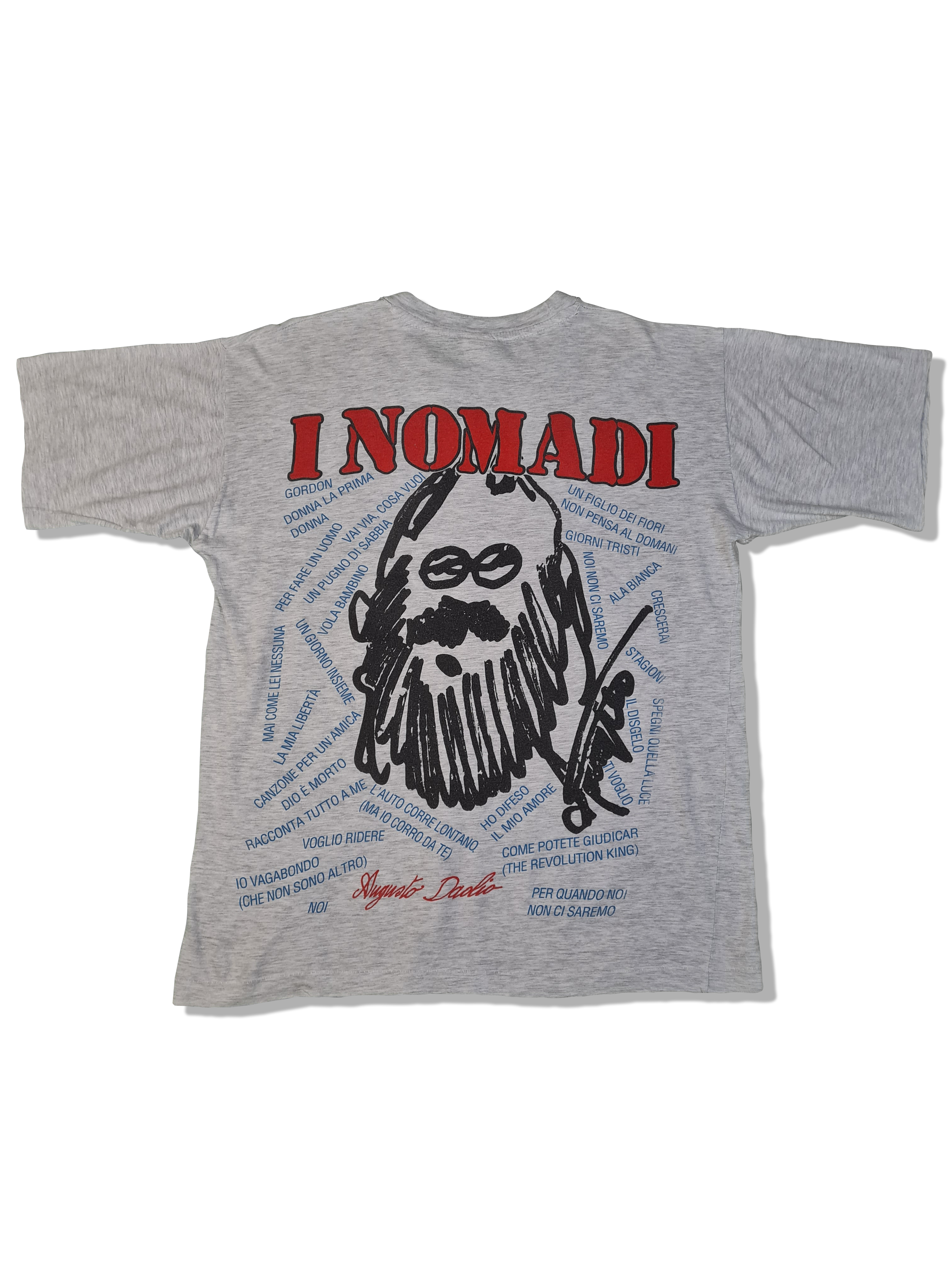 Vintage I Nomadi Shirt 80s Augosto Daolio Single Stitched Grau M-L - RareRags