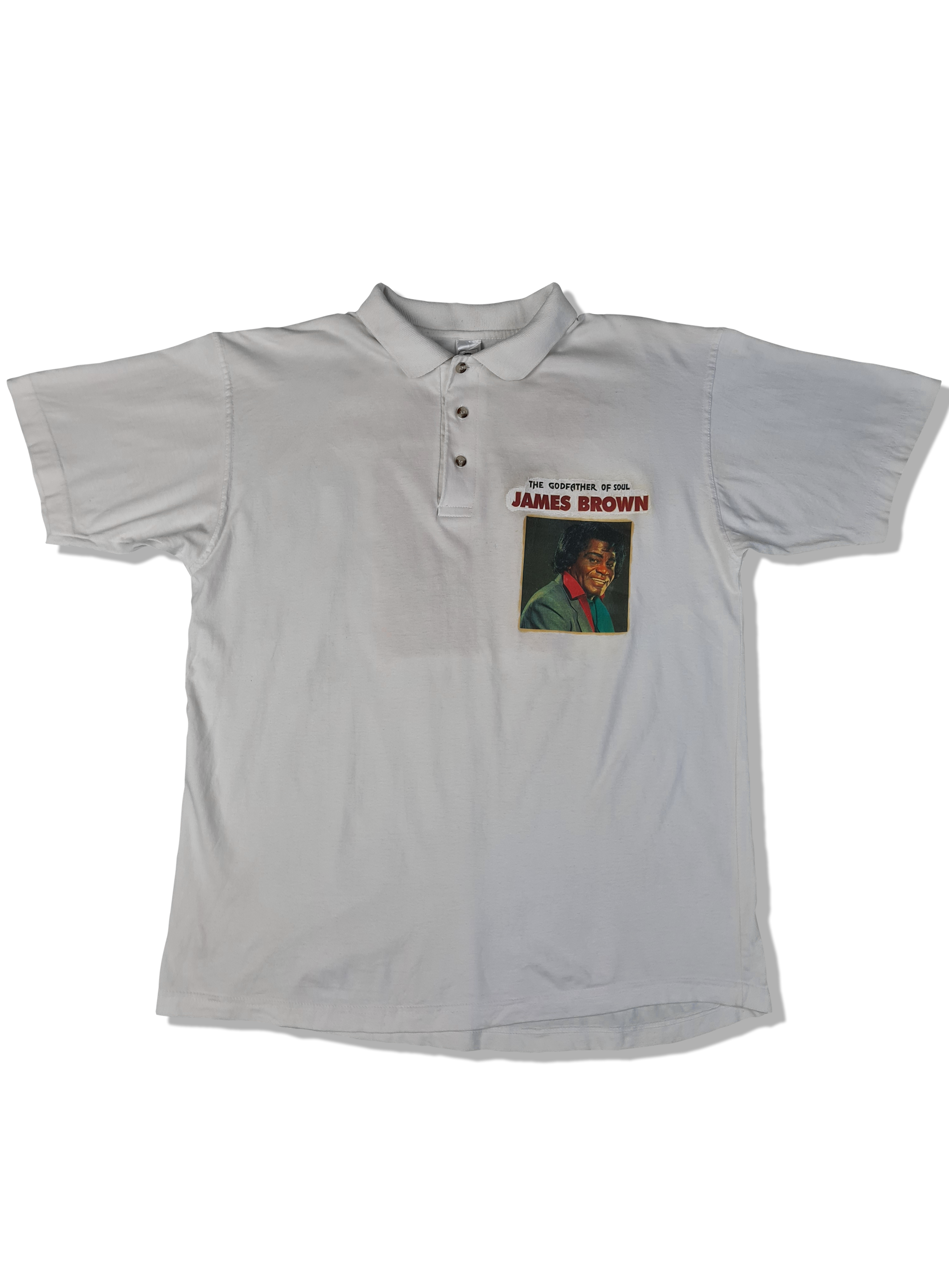 Vintage James Brown Poloshirt "The Godfather Of Soul" Weiß M - RareRags