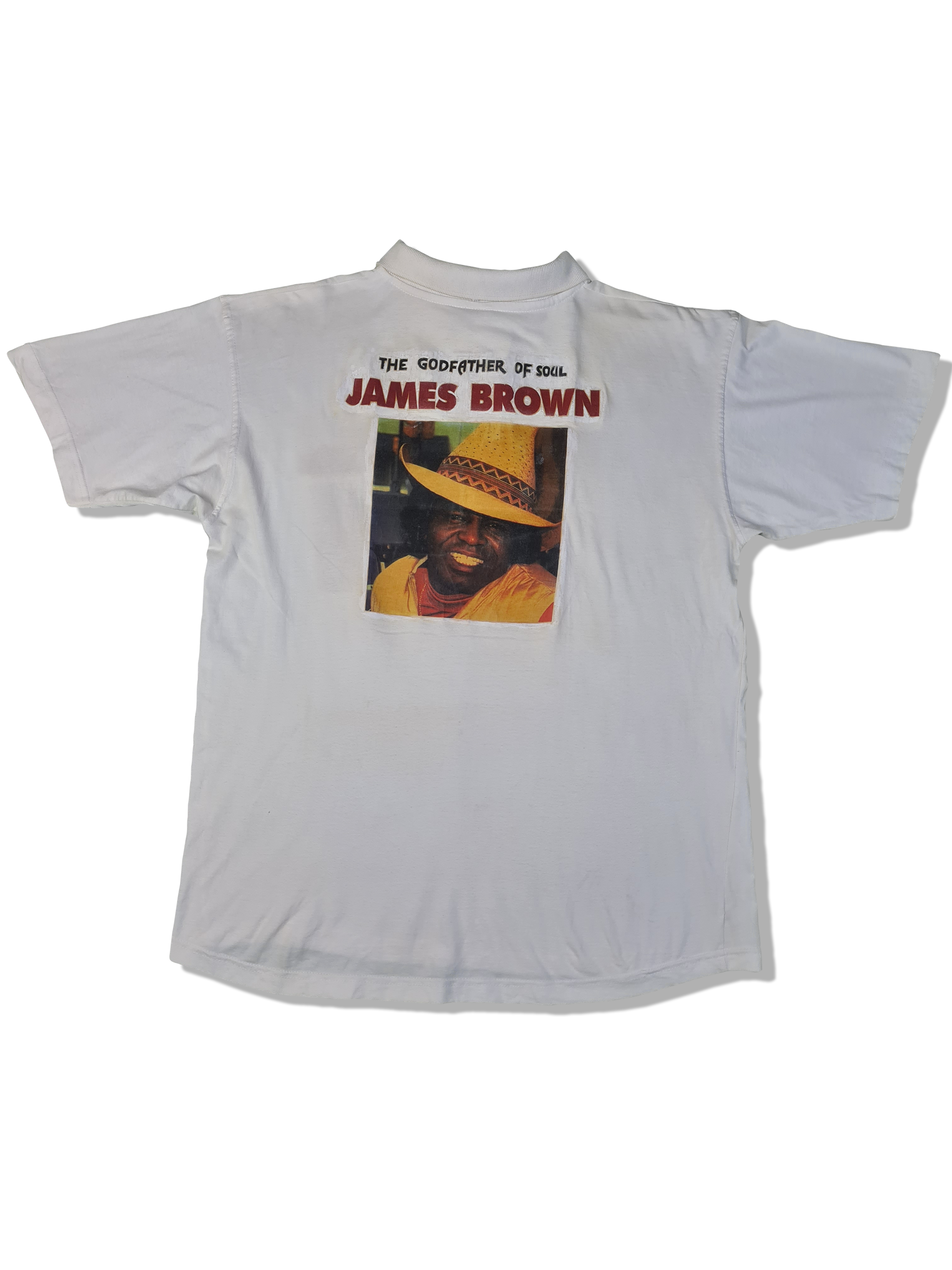 Vintage James Brown Poloshirt "The Godfather Of Soul" Weiß M - RareRags
