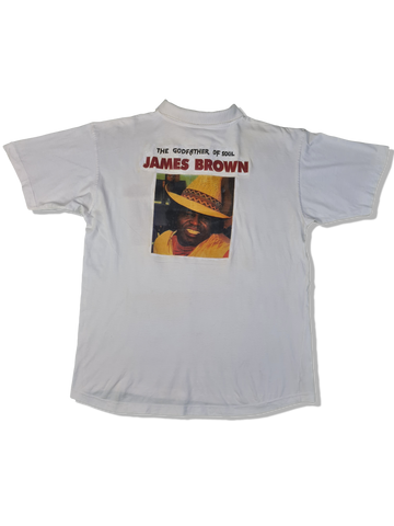 Vintage James Brown Poloshirt "The Godfather Of Soul" Weiß M