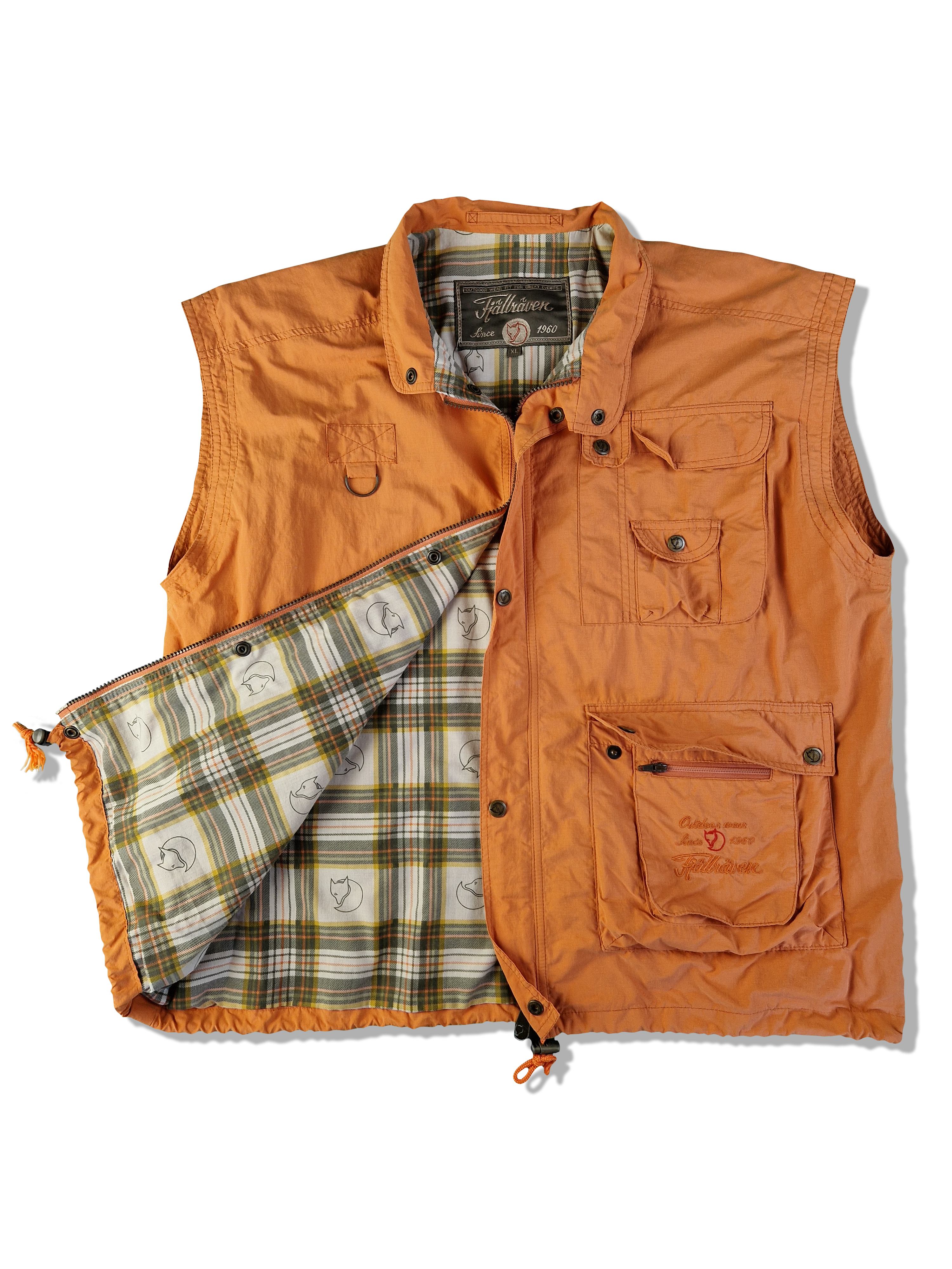 Vintage Fjällräven Fischerweste Multipocket Techwear Orange XL - RareRags