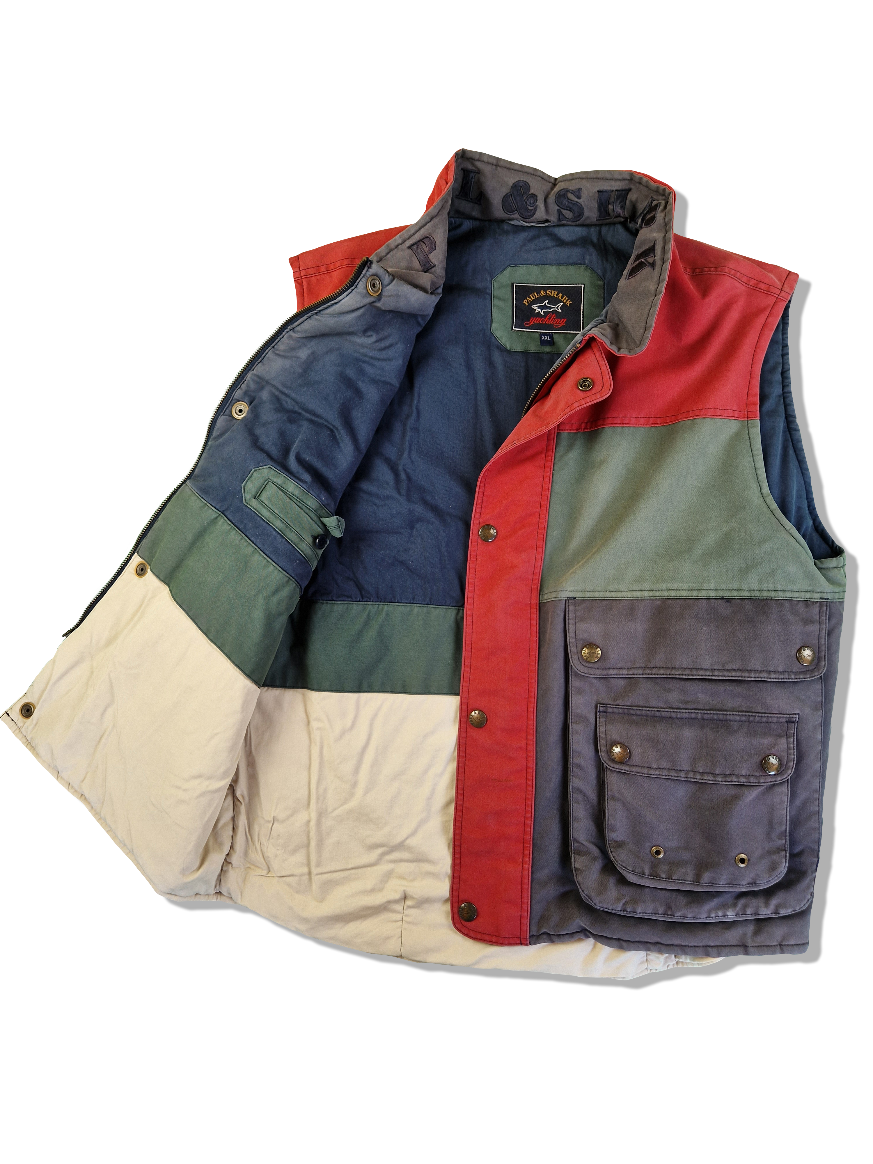 Vintage Paul & Shark Weste Gefüttert Dunkelblau Grün XXL - RareRags