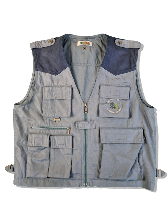 Vintage Kolon Sport Weste Japanese Workwear Techwear Blau Grau M-L
