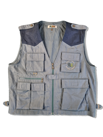 Vintage Kolon Sport Weste Japanese Workwear Techwear Blau Grau M-L