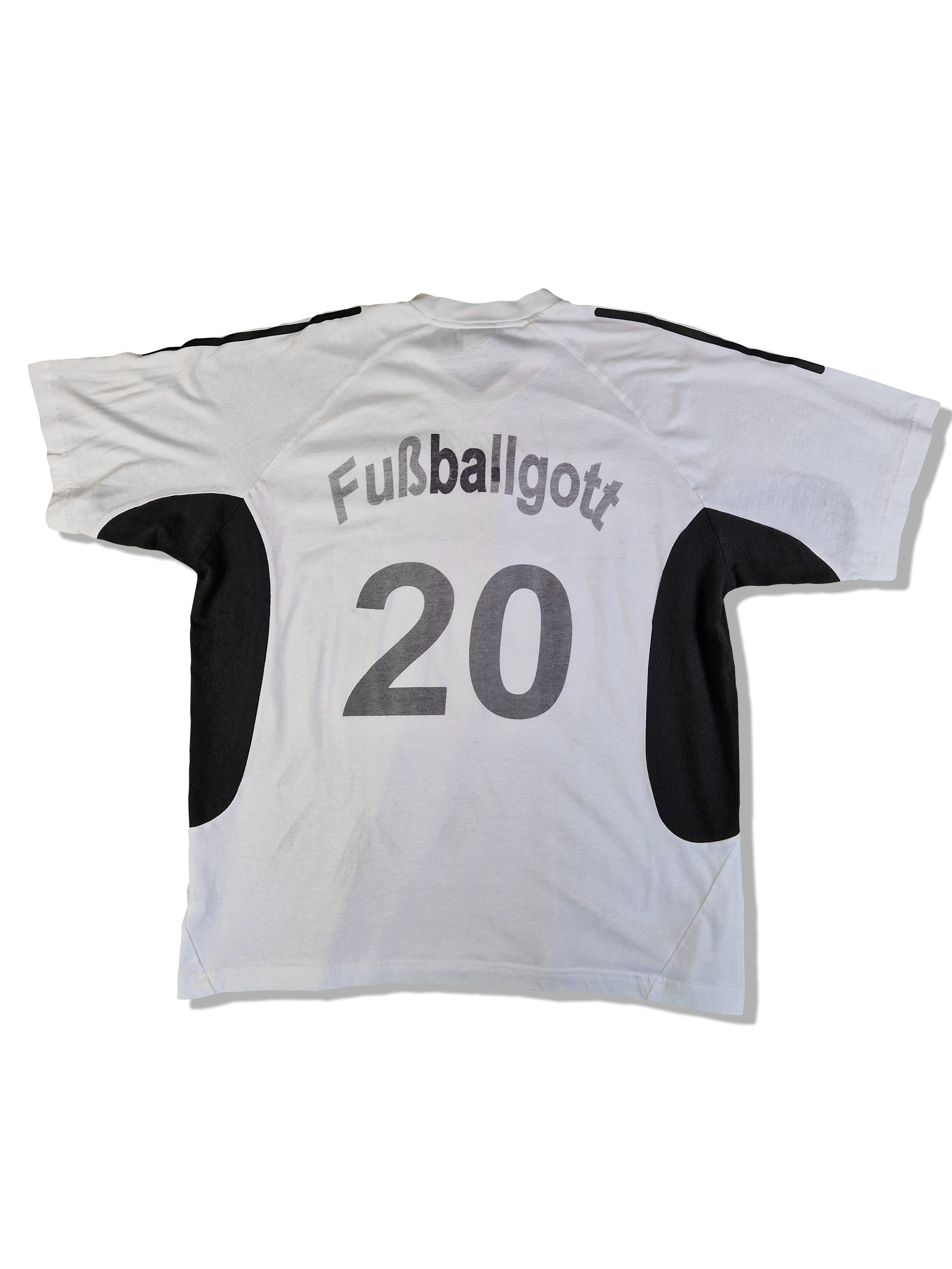 Vintage Adidas Shirt 2002 Fußballgott #20 Bedruckt Weiß XL - RareRags