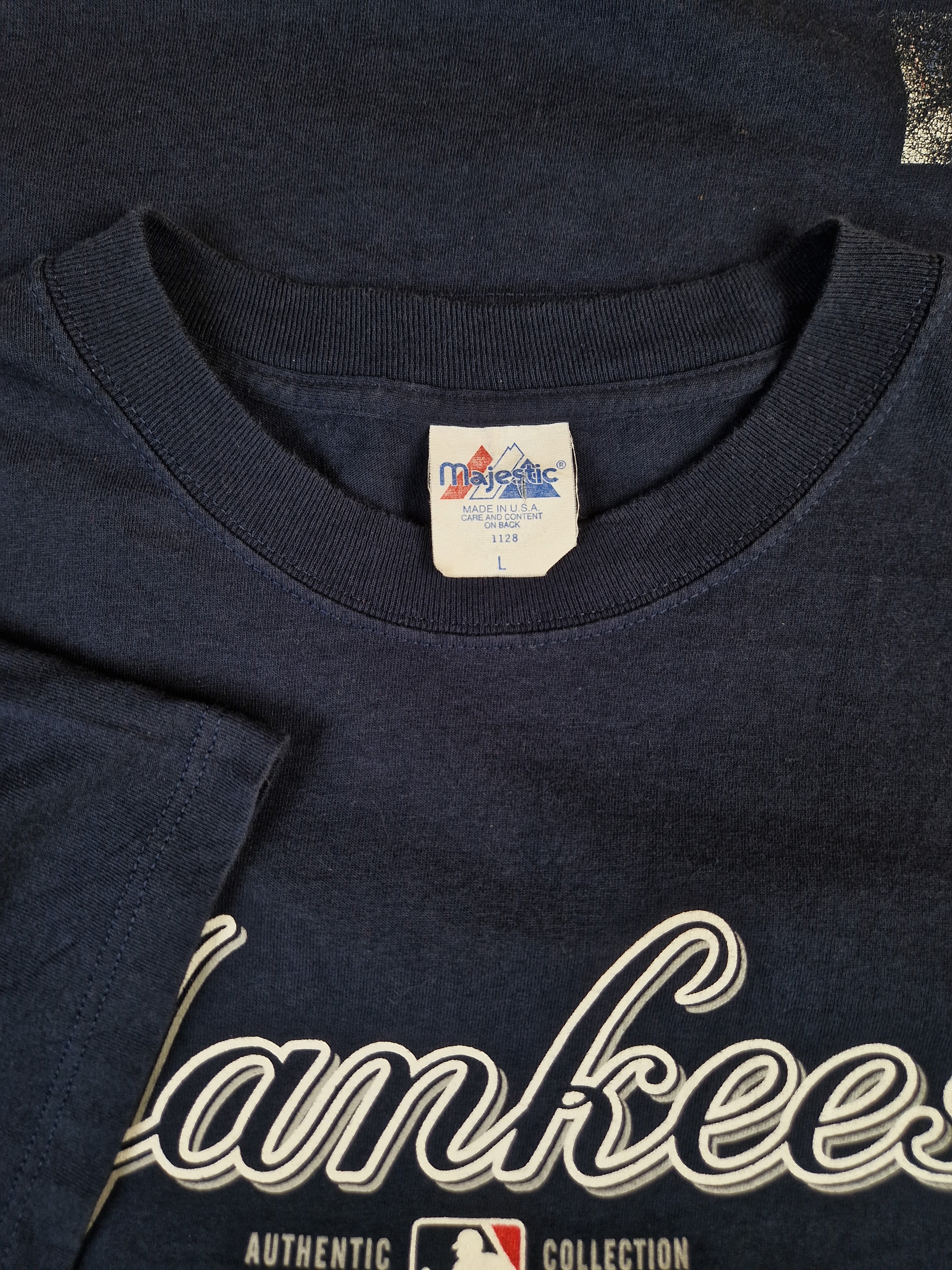 Vintage Majestic Shirt NY Yankees Baseball Made In USA Dunkelblau L - RareRags