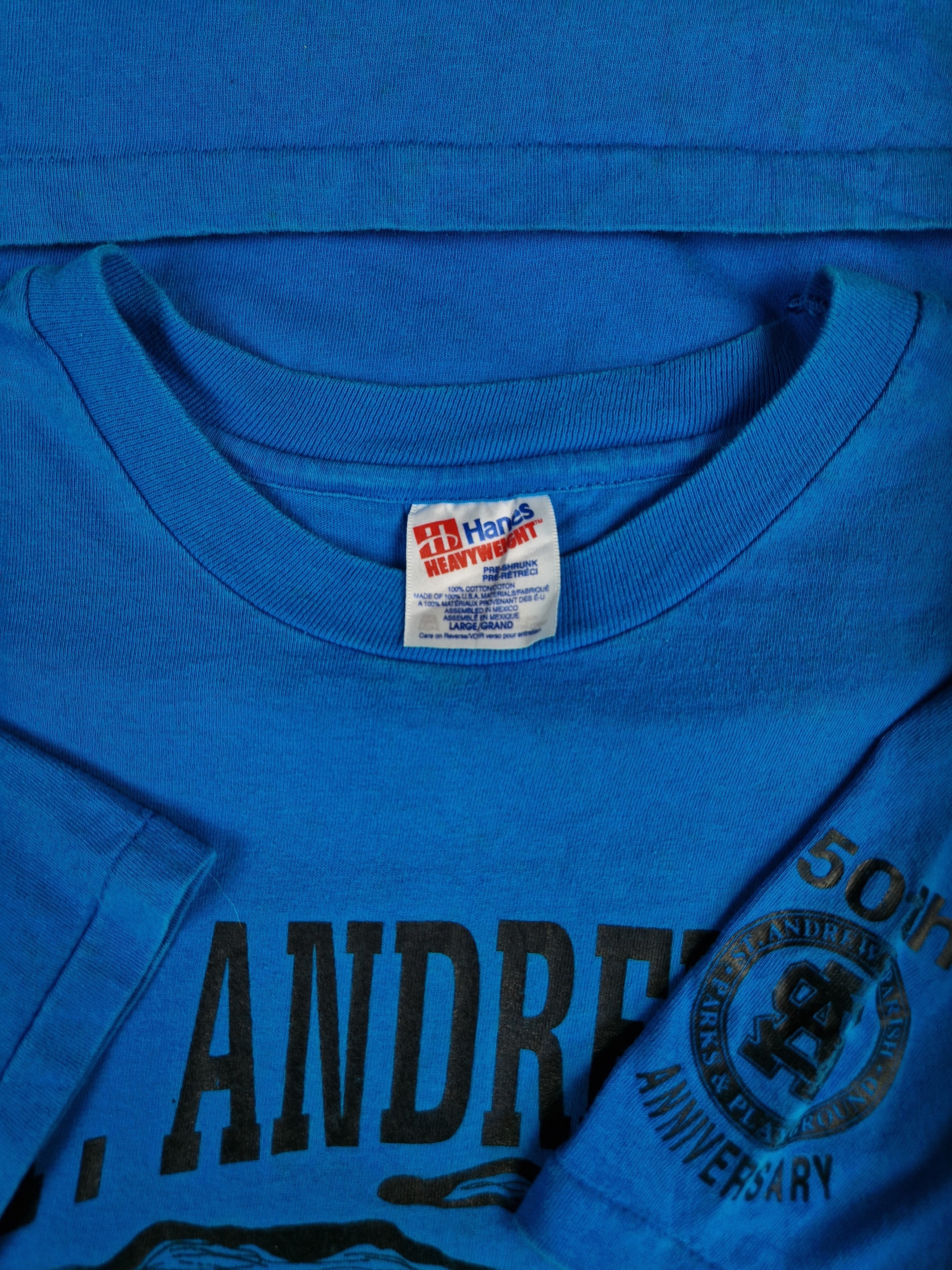 Vintage Hanes Shirt St. Andrew's Hurricanes #3 Single Stitched Blau L - RareRags