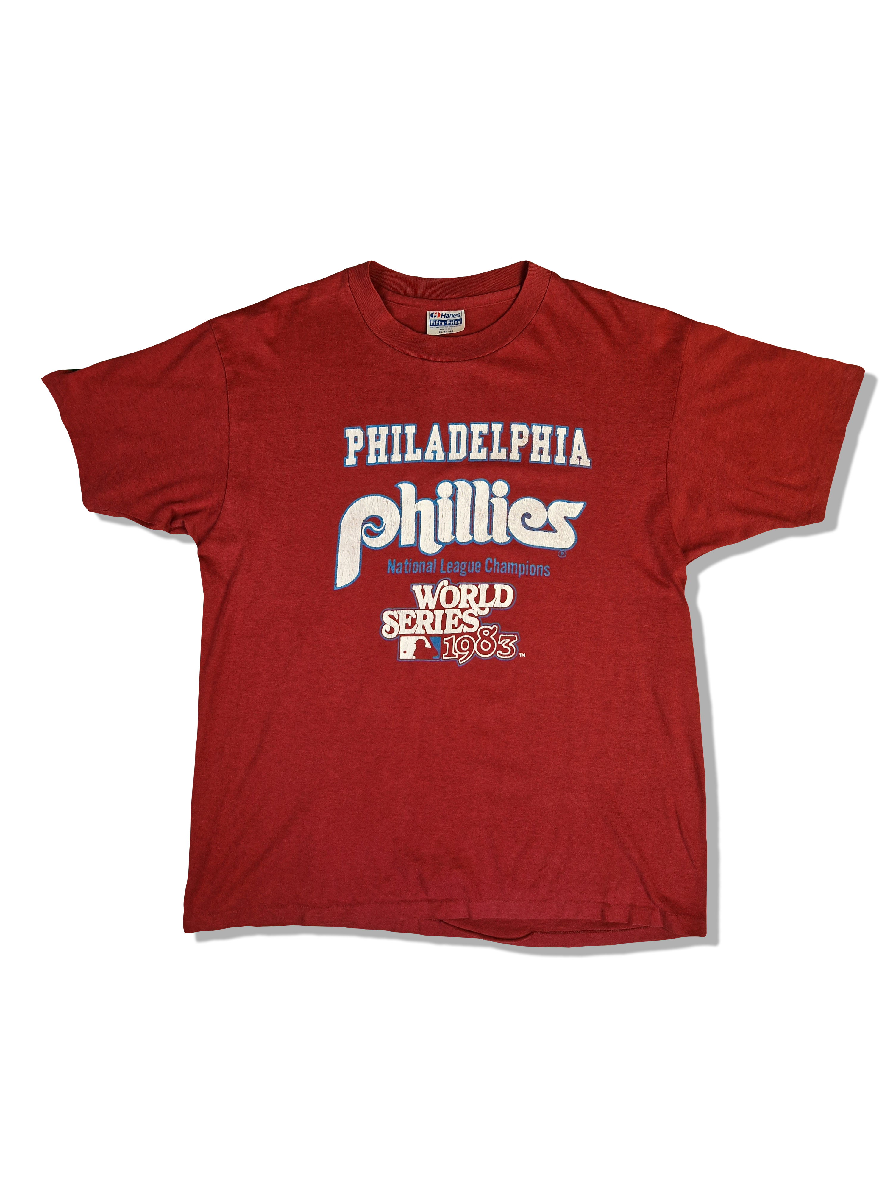 Vintage Hanes Shirt 1983 Philadelphia Phillies Baseball Made In USA Single Stitched Rot XL - RareRags