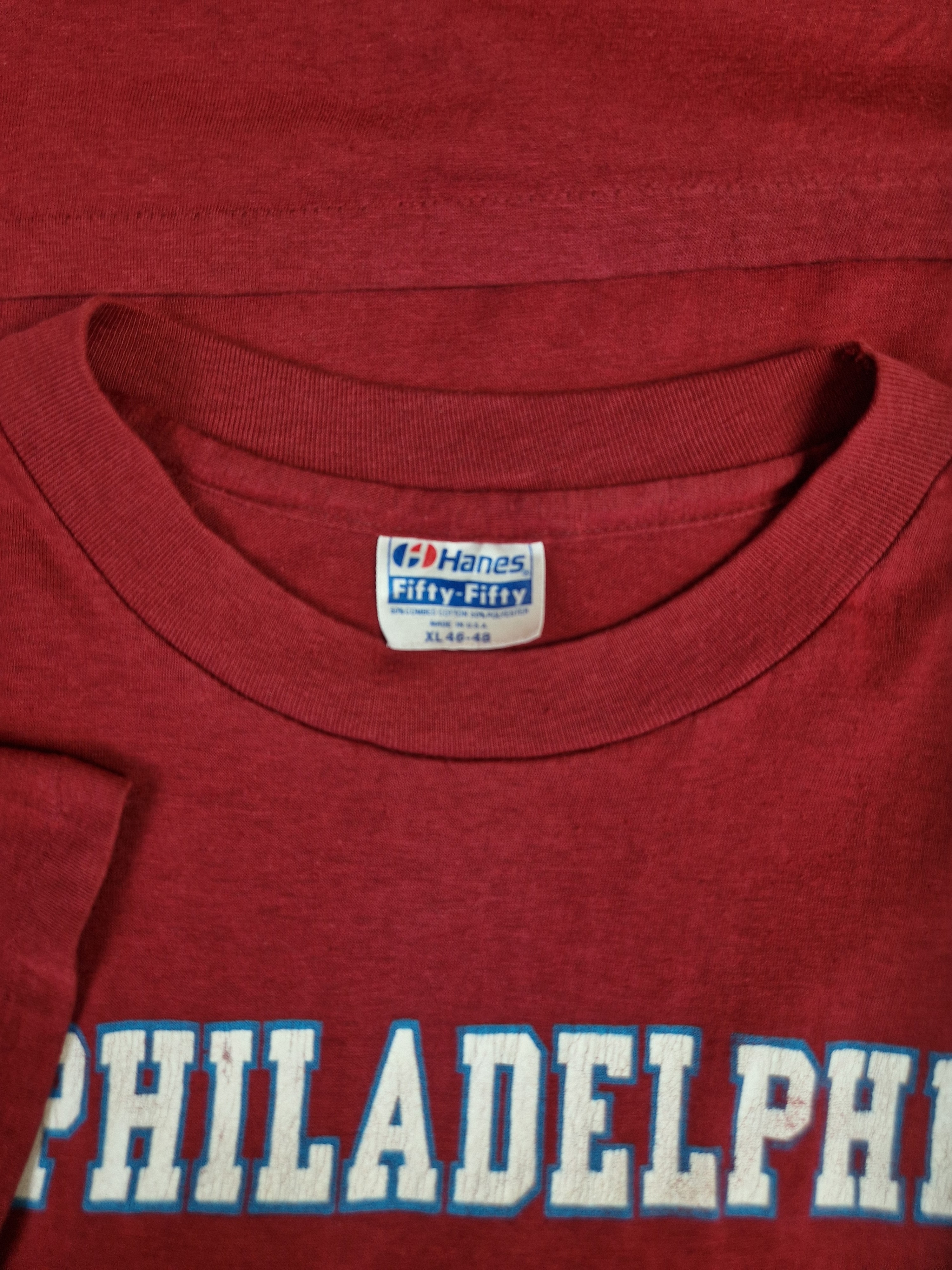 Vintage Hanes Shirt 1983 Philadelphia Phillies Baseball Made In USA Single Stitched Rot XL - RareRags