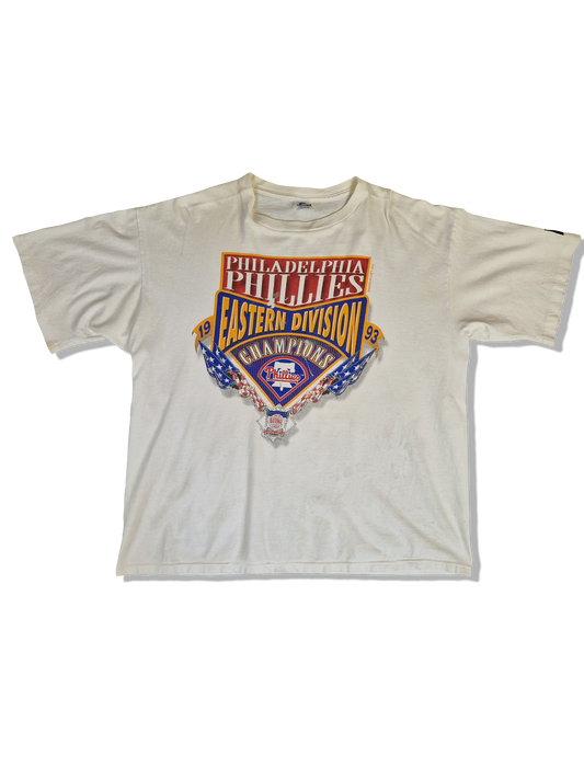 Vintage Starter Shirt Philadelphia Phillies 1993 Baseball Trashed Weiß XL