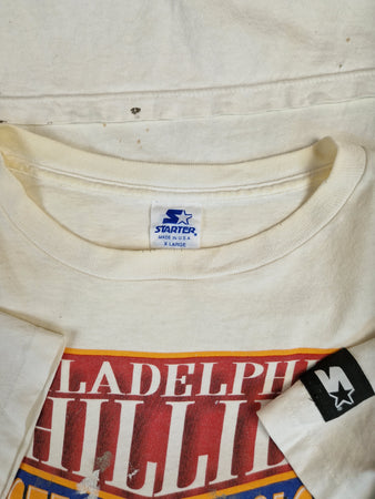 Vintage Starter Shirt Philadelphia Phillies 1993 Baseball Trashed Weiß XL