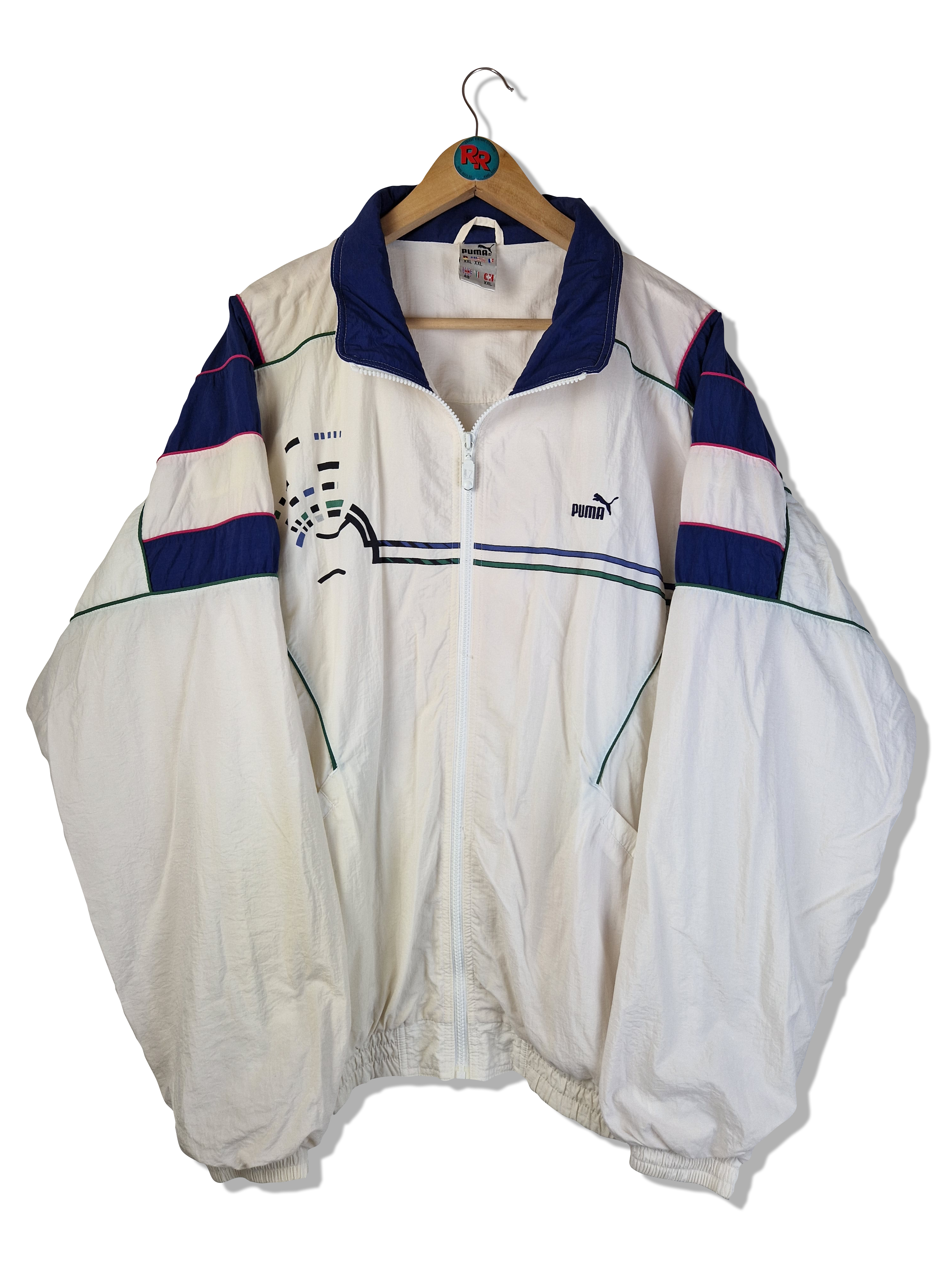 Vintage Puma Sportanzug Made In Korea Weiß Dunkelblau XXL