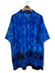 Vintage Street Culture Kurzarmhemd Abstract Wave Pattern Made In Korea Blau XL