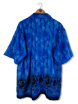 Vintage Street Culture Kurzarmhemd Abstract Wave Pattern Made In Korea Blau XL