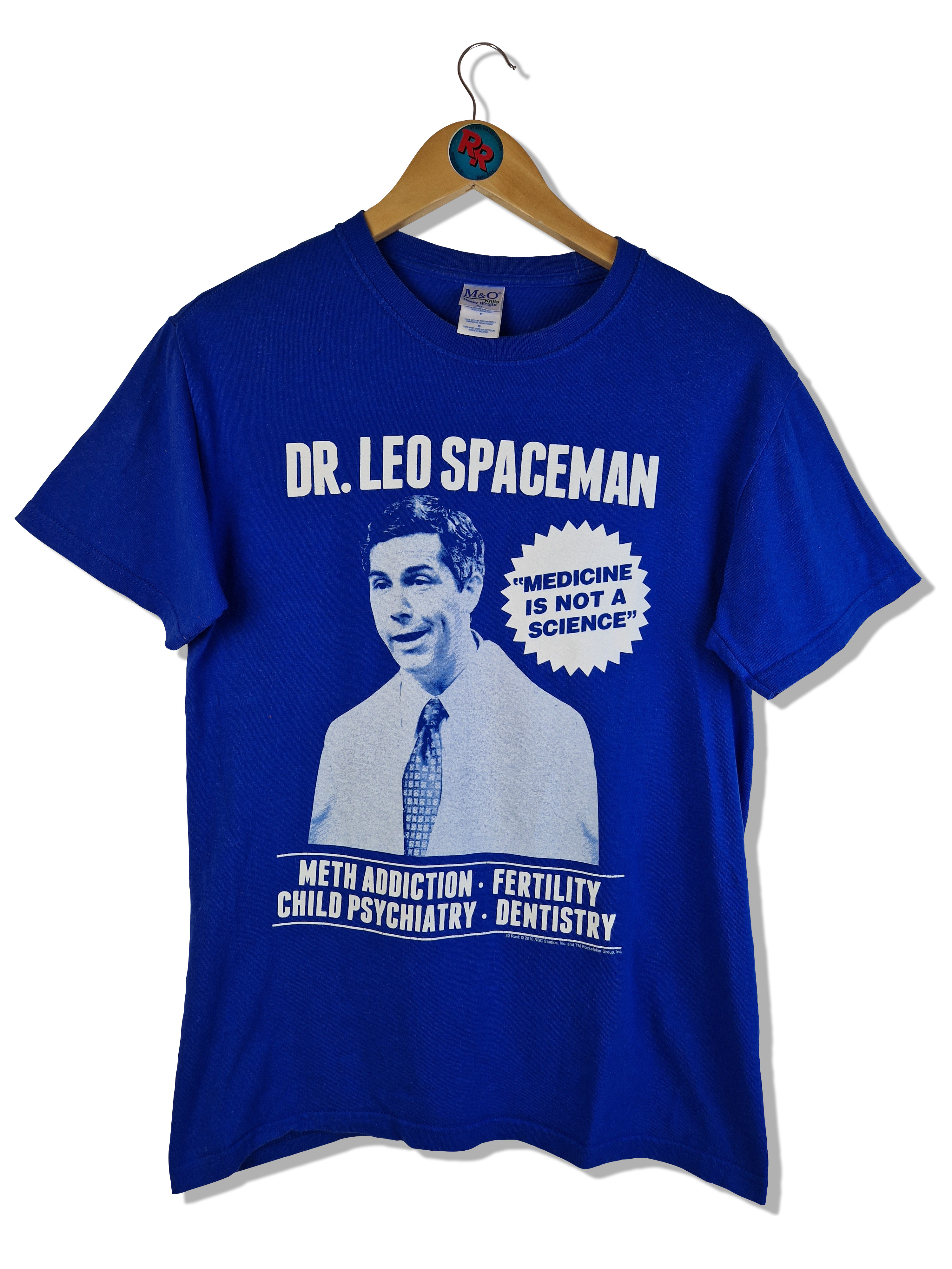 M&O Knits Shirt Promo 2010 30 Rock Dr. Leo Spaceman Blau Weiß S - RareRags