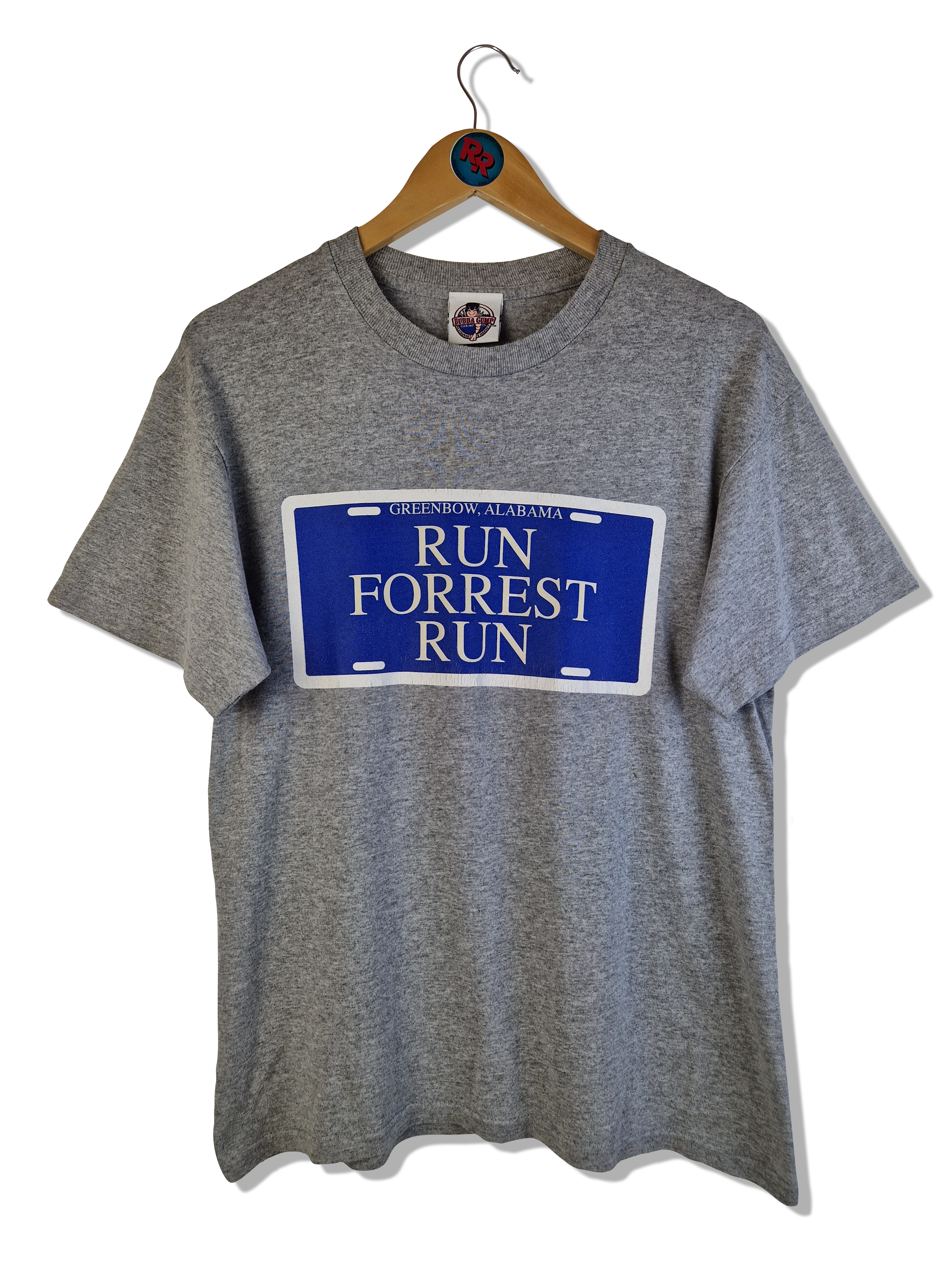 Vintage Bubba Gump Shirt 2003 "Run Forrest/Stop Forrest" Backprint Grau M - RareRags