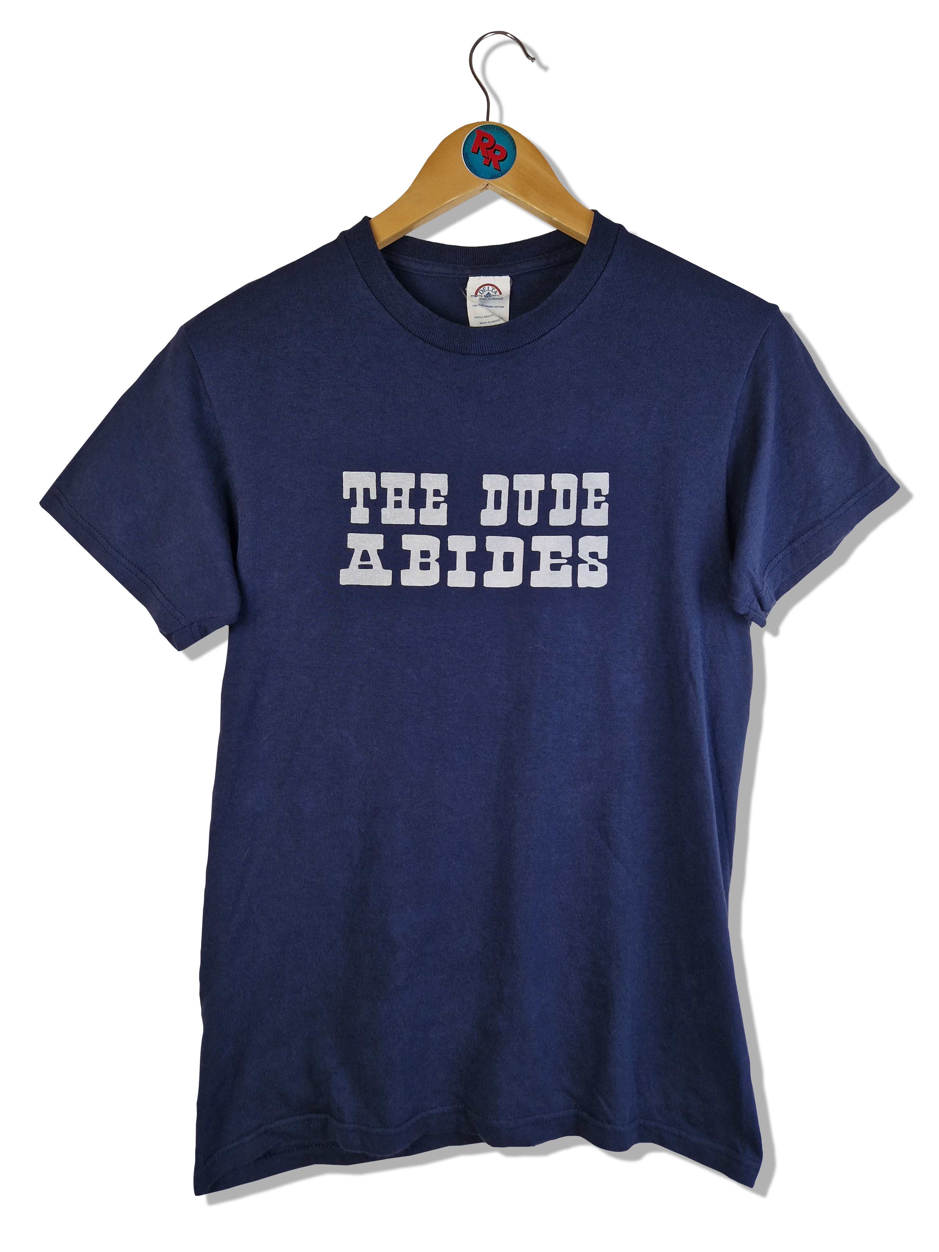 Vintage Delta Pro Weight Shirt The Big Lebowski "The Dude abides" Dunkelblau S - RareRags
