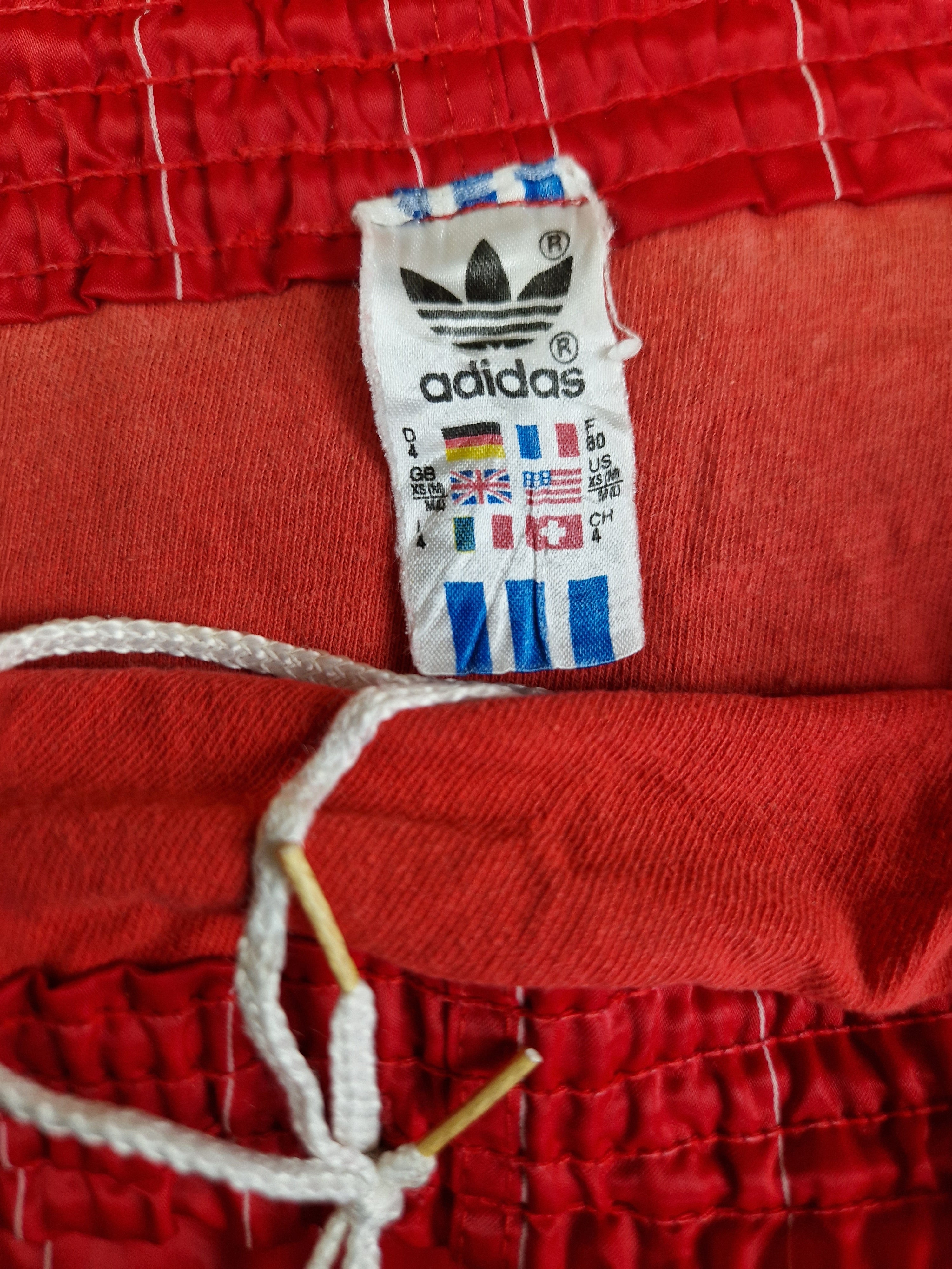 Vintage Adidas Shorts Glanz Sprinter "Santiago" Nadelstreifen Rot Made In West Germany Rot (D4) M-L - RareRags