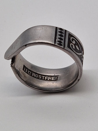 Upcycling Besteckschmuck Ring 11C Rostfrei Silber Optik