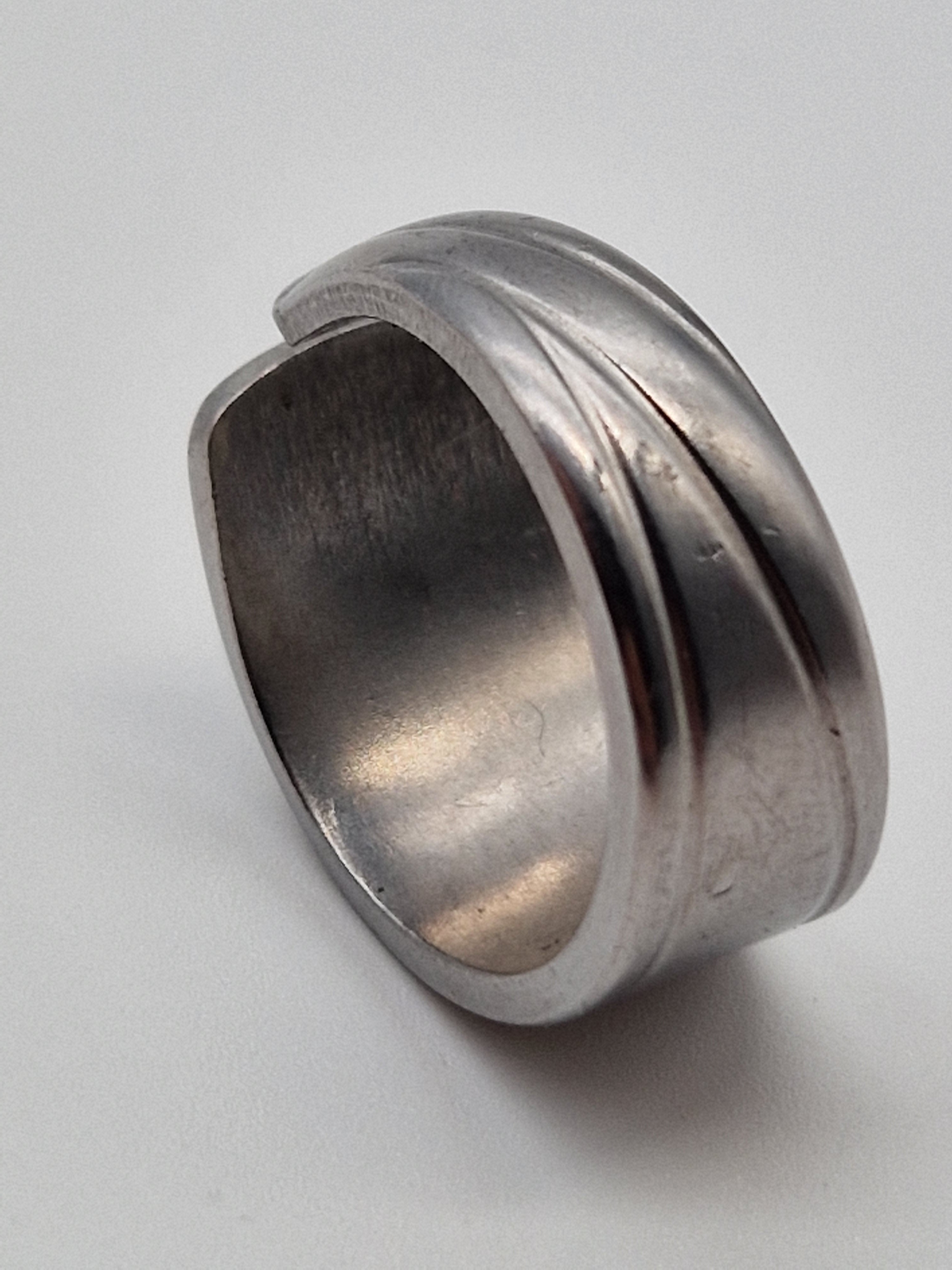 Upcycling Besteckschmuck Ring Nirosta Edelstahl Silber Optik