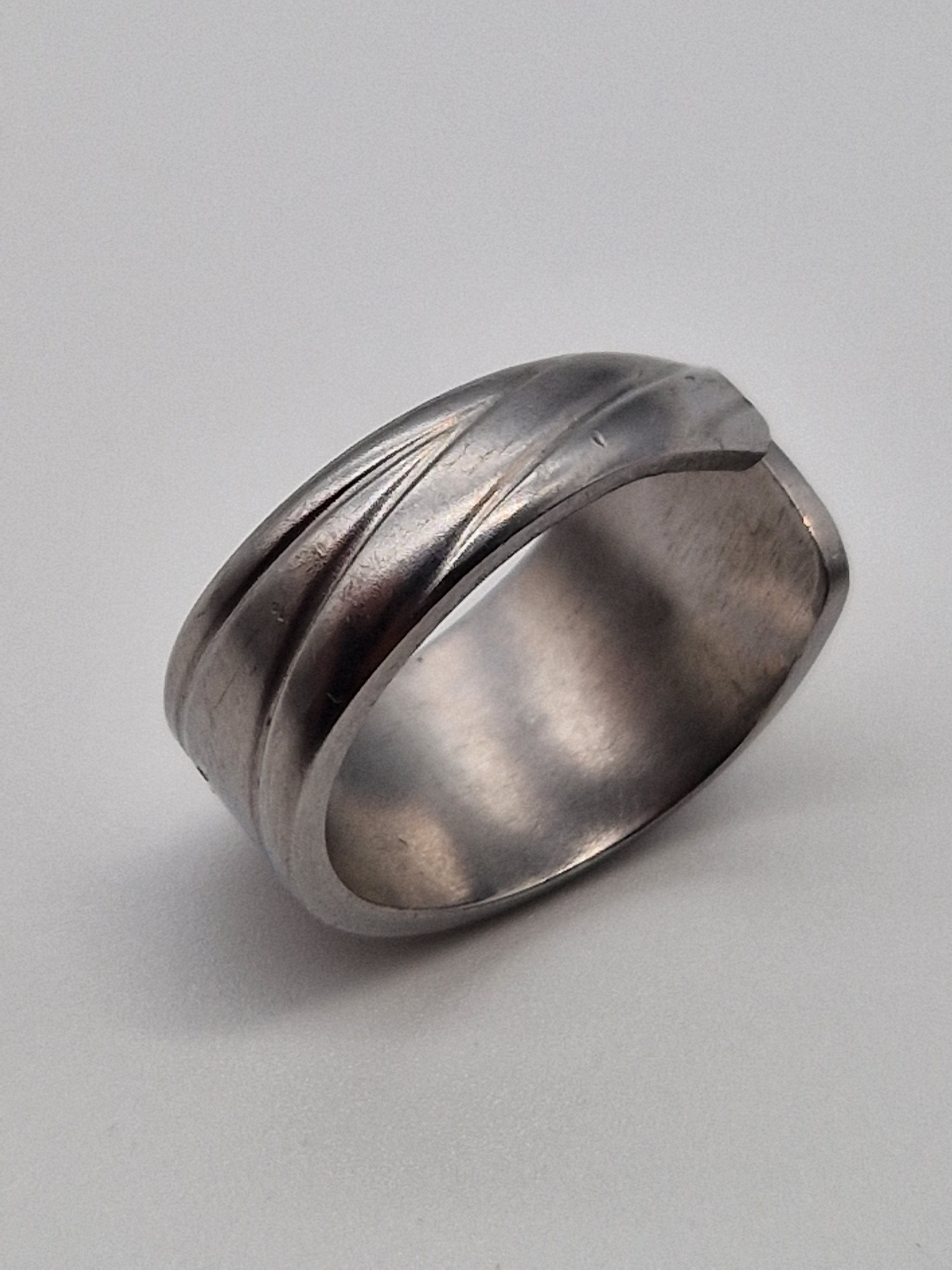 Upcycling Besteckschmuck Ring Nirosta Edelstahl Silber Optik
