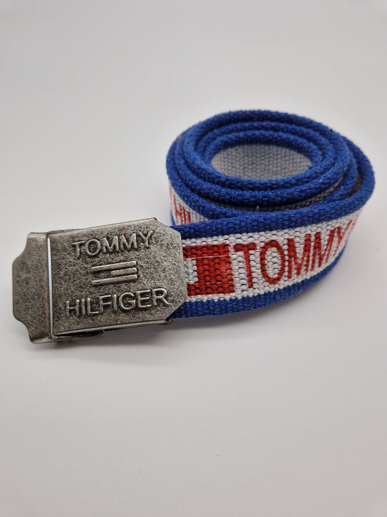 Y2K Tommy Hilfiger Gürtel Koppelschließe Weiß Blau – RareRags