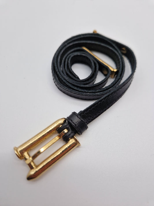 Vintage Designer Gürtel Slim Patronen Schwarz Gold