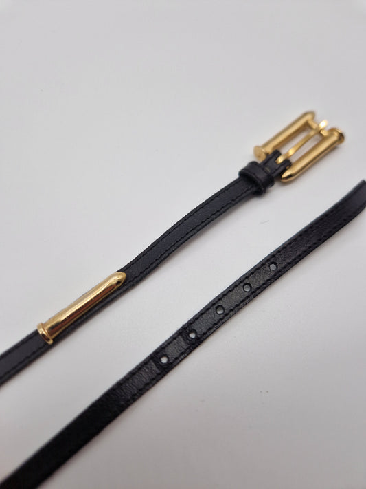 Vintage Designer Gürtel Slim Patronen Schwarz Gold