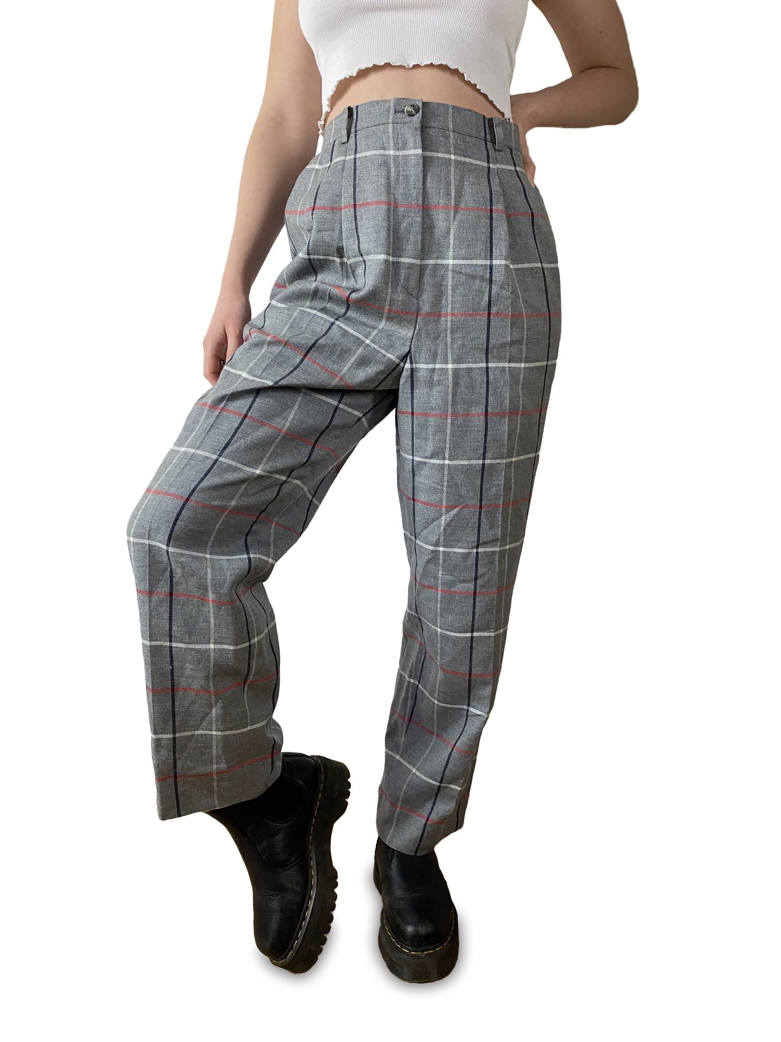 Vintage Burberrys Hose Kariert Grau M - RareRags
