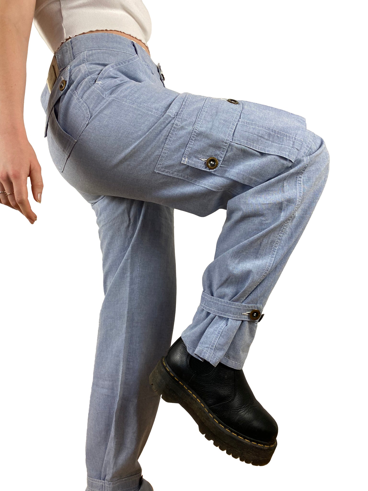 Y2K Dolce & Gabbana Cargohose Made in Italy Hellblau S-M - RareRags